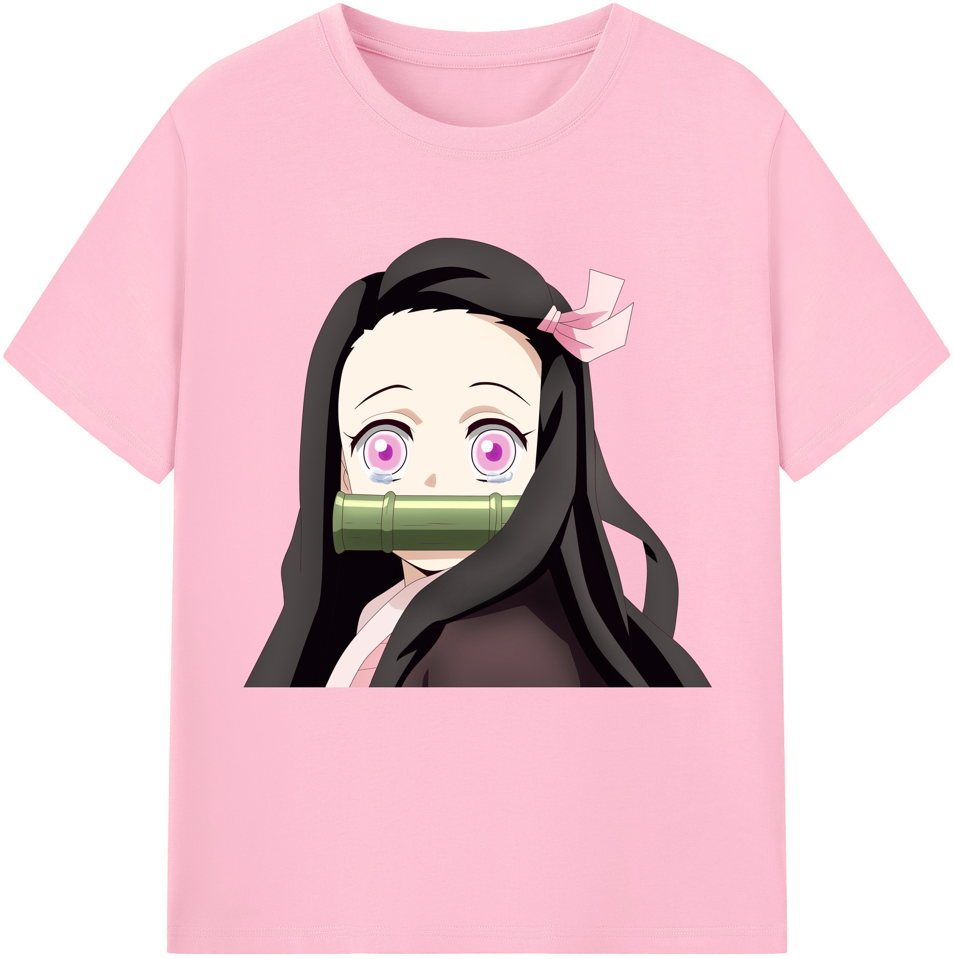 （画像用） 鬼滅の刃（きめつのやいば）竈門 禰󠄀豆子／かまど ねずこ Kamado Nezuko 綿100％半袖Tシャツ（フロントプリント）