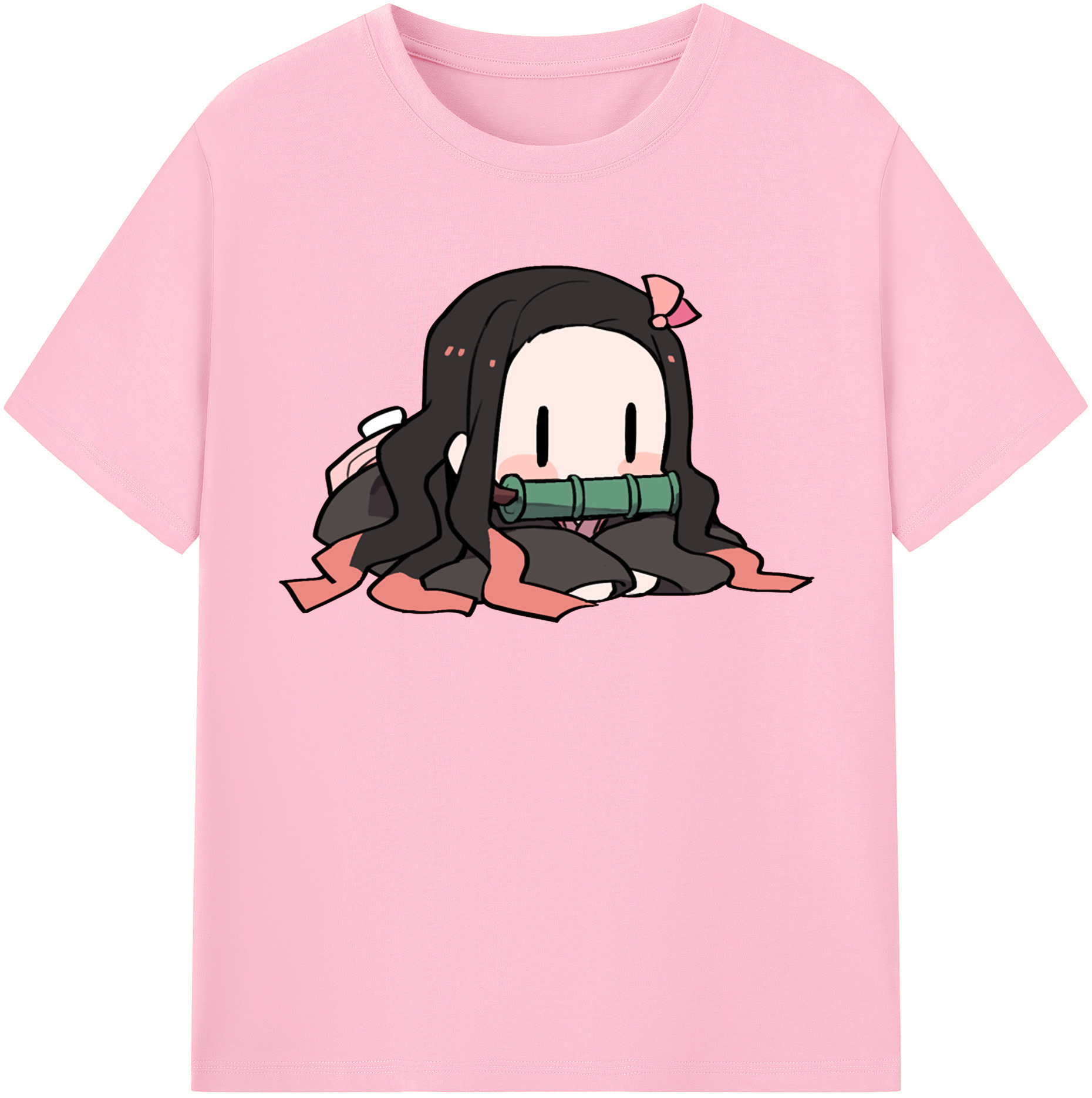 （画像用） 鬼滅の刃（きめつのやいば）竈門 禰󠄀豆子／かまど ねずこ Kamado Nezuko 綿100％半袖Tシャツ（フロントプリント）