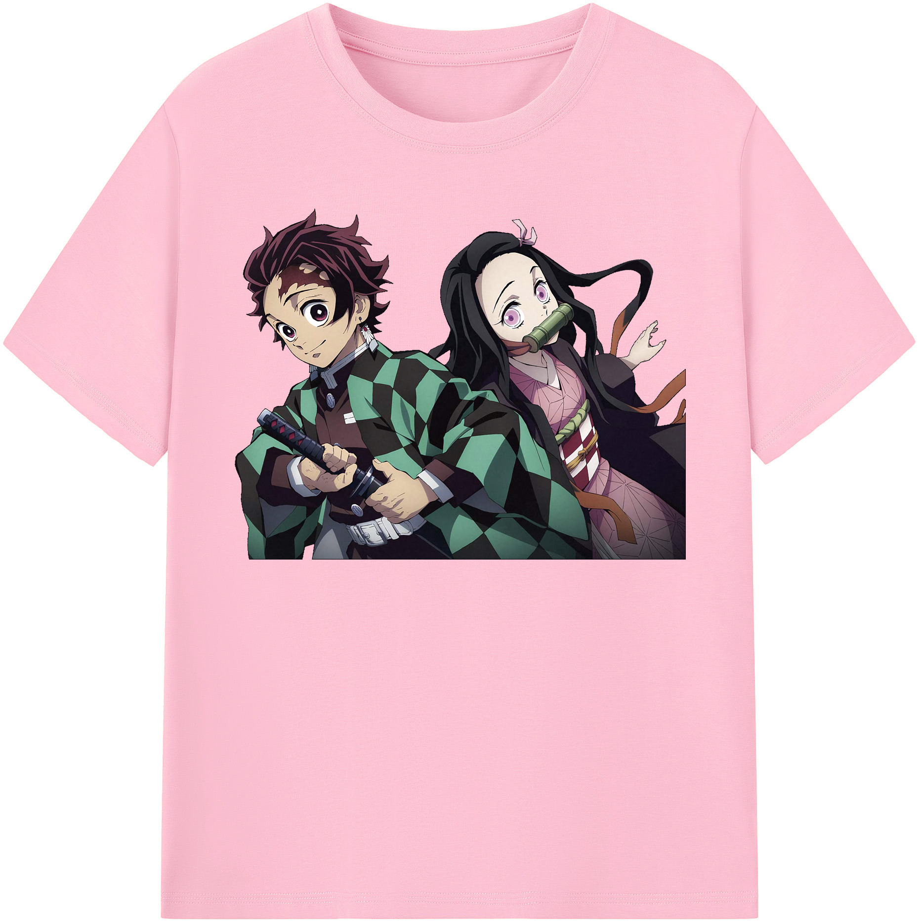 （画像用） 鬼滅の刃（きめつのやいば）竈門 禰󠄀豆子／かまど ねずこ Kamado Nezuko 綿100％半袖Tシャツ（フロントプリント）