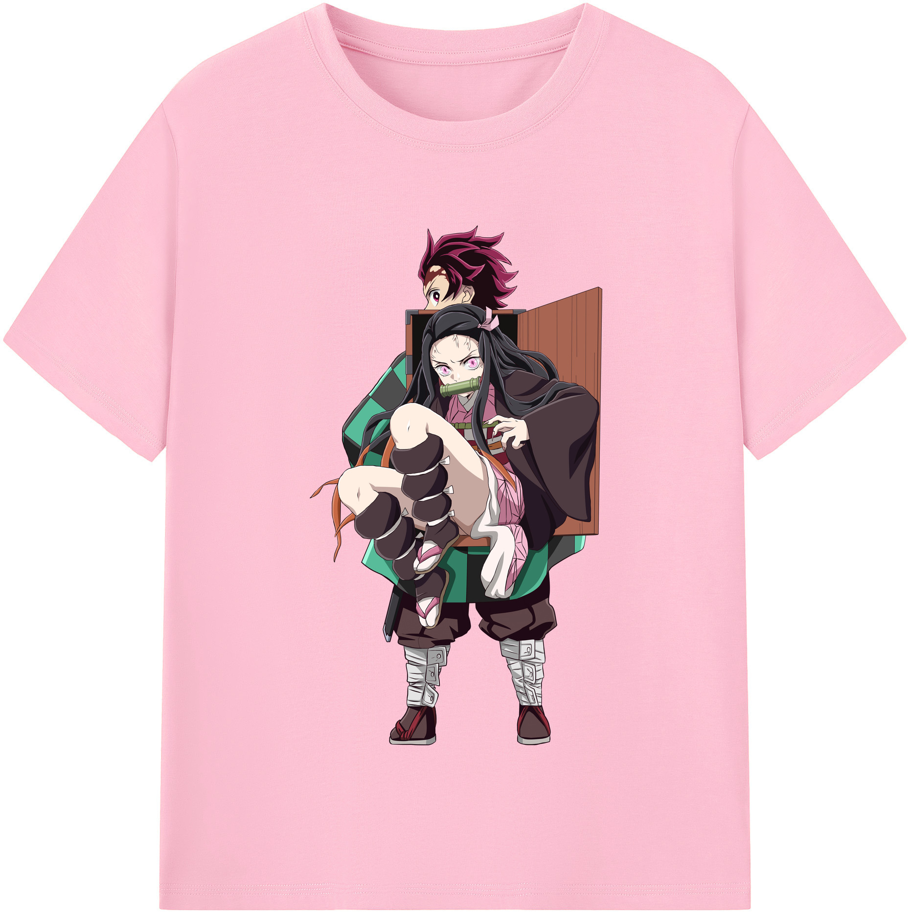 （画像用） 鬼滅の刃（きめつのやいば）竈門 禰󠄀豆子／かまど ねずこ Kamado Nezuko 綿100％半袖Tシャツ（フロントプリント）