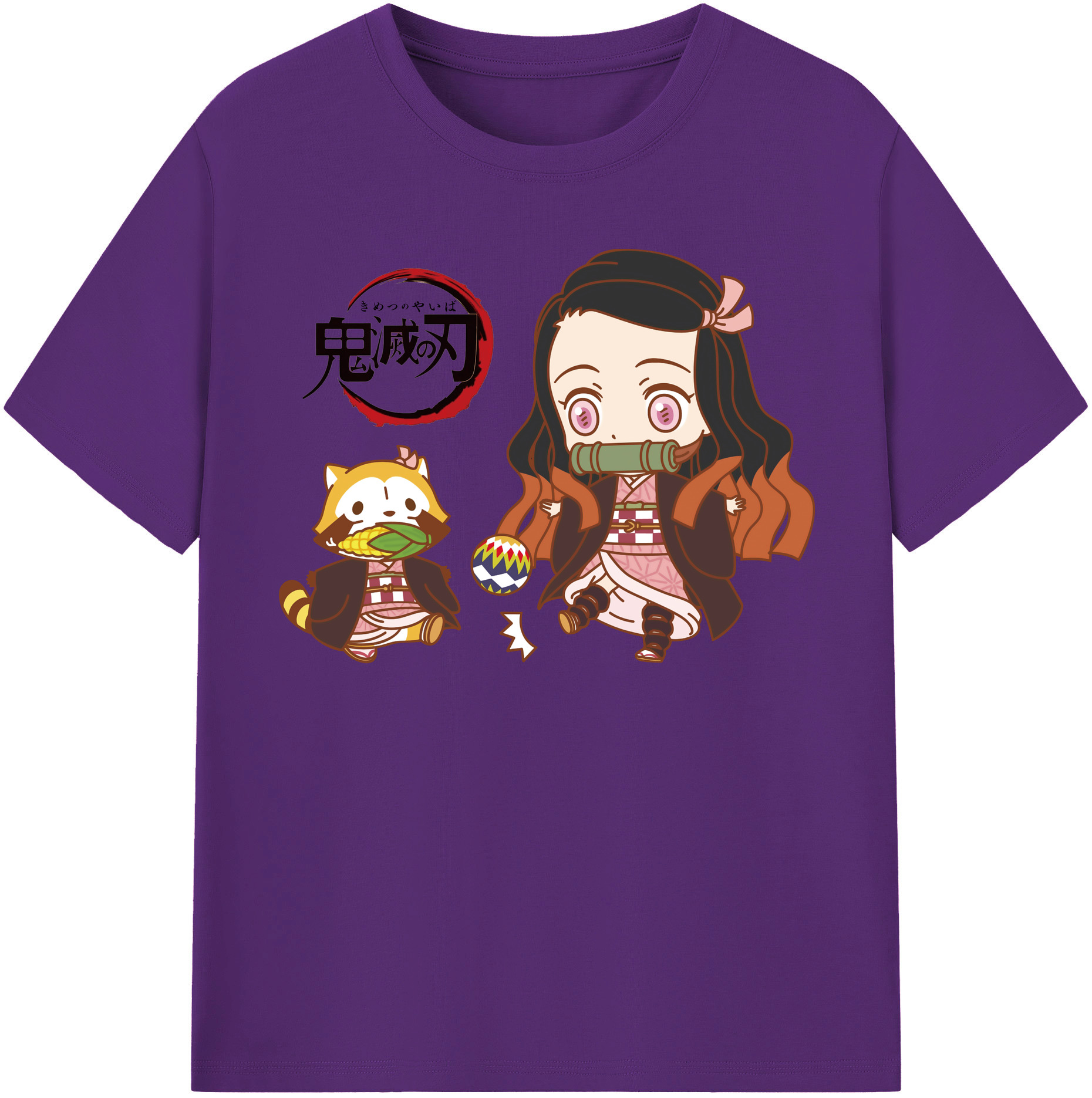 （画像用） 鬼滅の刃（きめつのやいば）竈門 禰󠄀豆子／かまど ねずこ Kamado Nezuko 綿100％半袖Tシャツ（フロントプリント）
