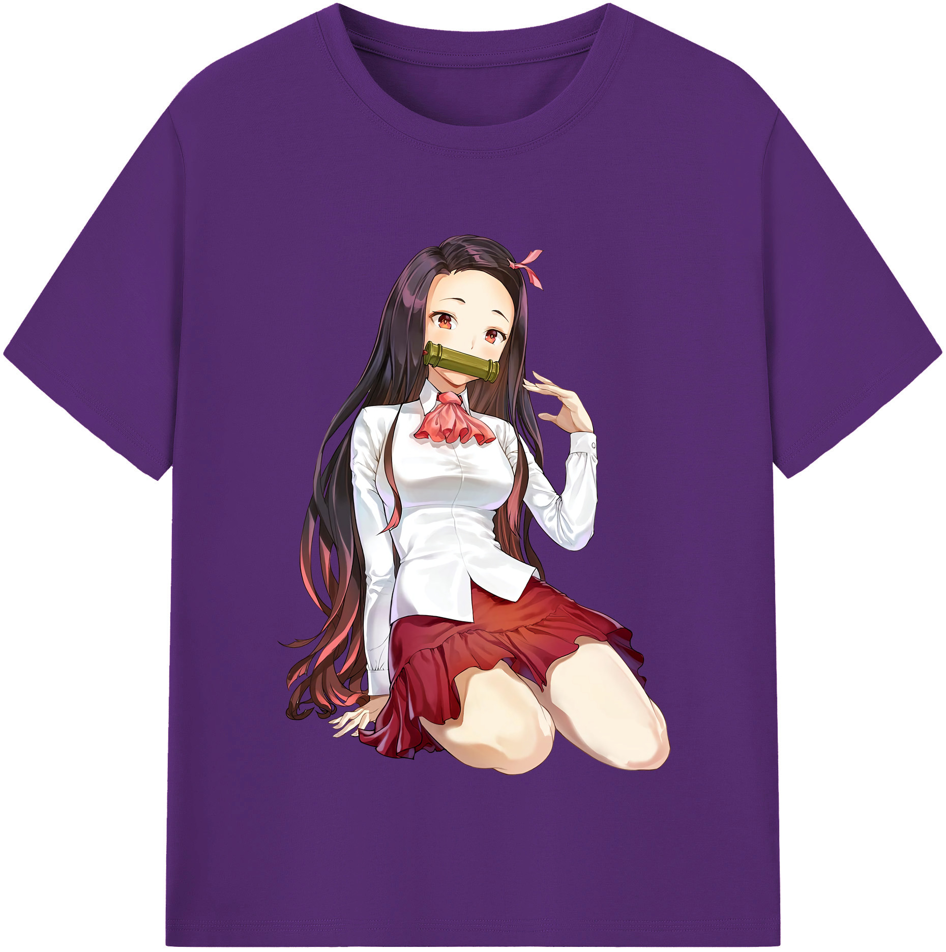 （画像用） 鬼滅の刃（きめつのやいば）竈門 禰󠄀豆子／かまど ねずこ Kamado Nezuko 綿100％半袖Tシャツ（フロントプリント）