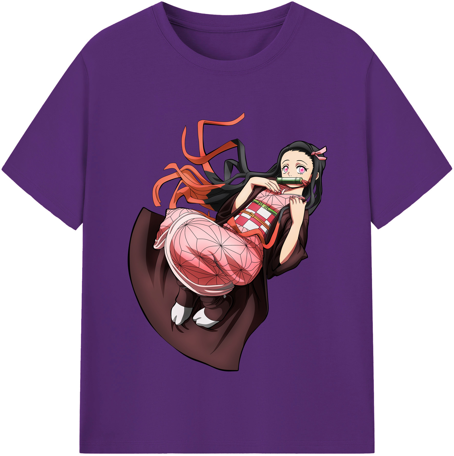 （画像用） 鬼滅の刃（きめつのやいば）竈門 禰󠄀豆子／かまど ねずこ Kamado Nezuko 綿100％半袖Tシャツ（フロントプリント）