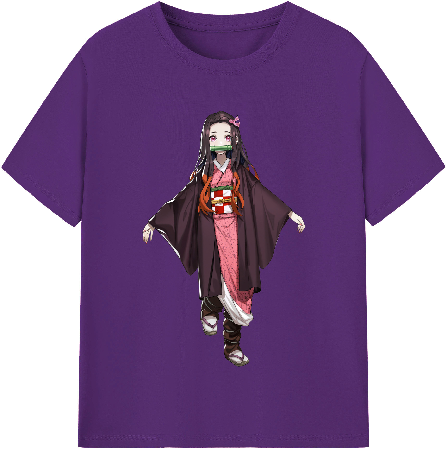 （画像用） 鬼滅の刃（きめつのやいば）竈門 禰󠄀豆子／かまど ねずこ Kamado Nezuko 綿100％半袖Tシャツ（フロントプリント）