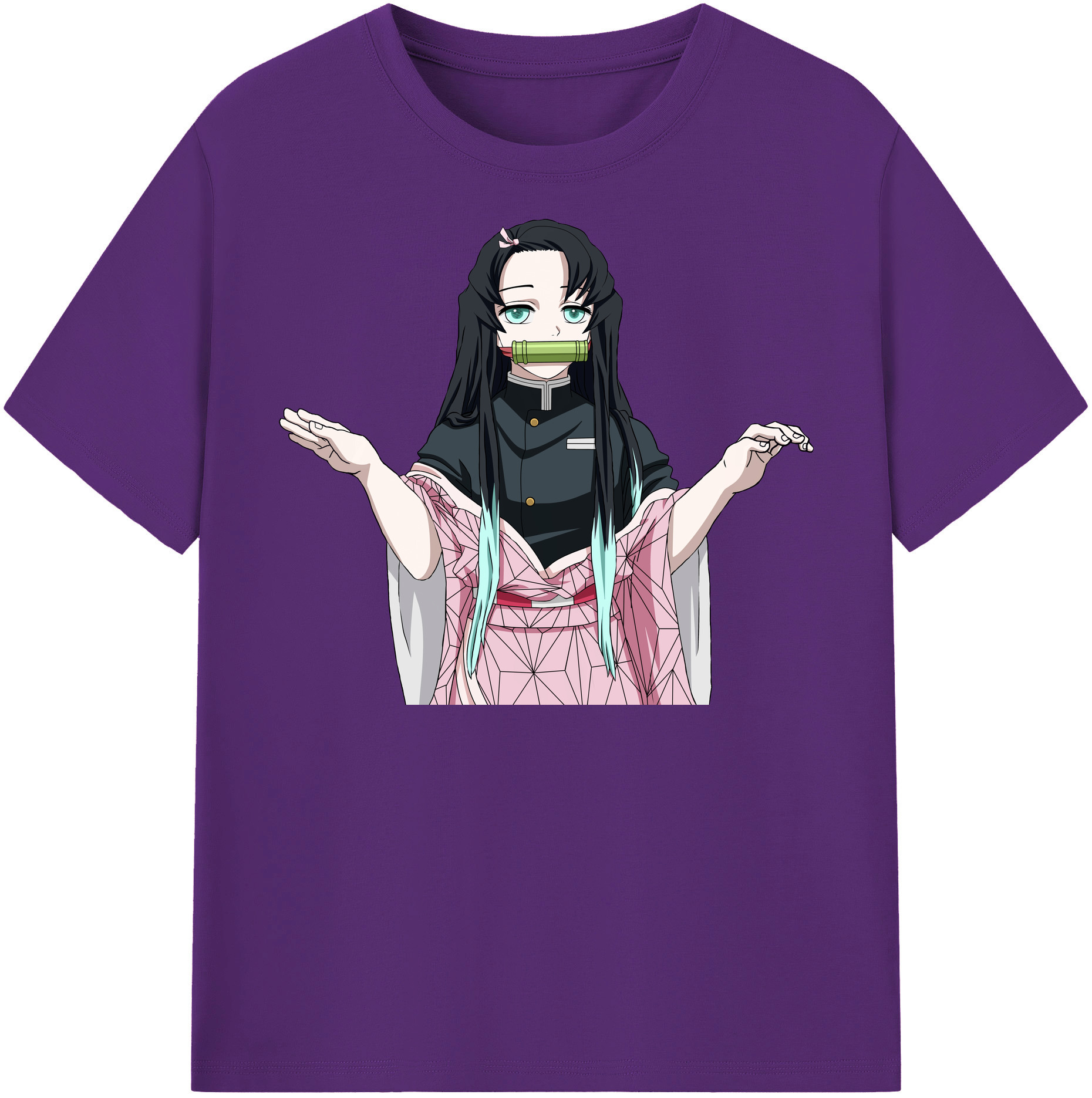 （画像用） 鬼滅の刃（きめつのやいば）竈門 禰󠄀豆子／かまど ねずこ Kamado Nezuko 綿100％半袖Tシャツ（フロントプリント）