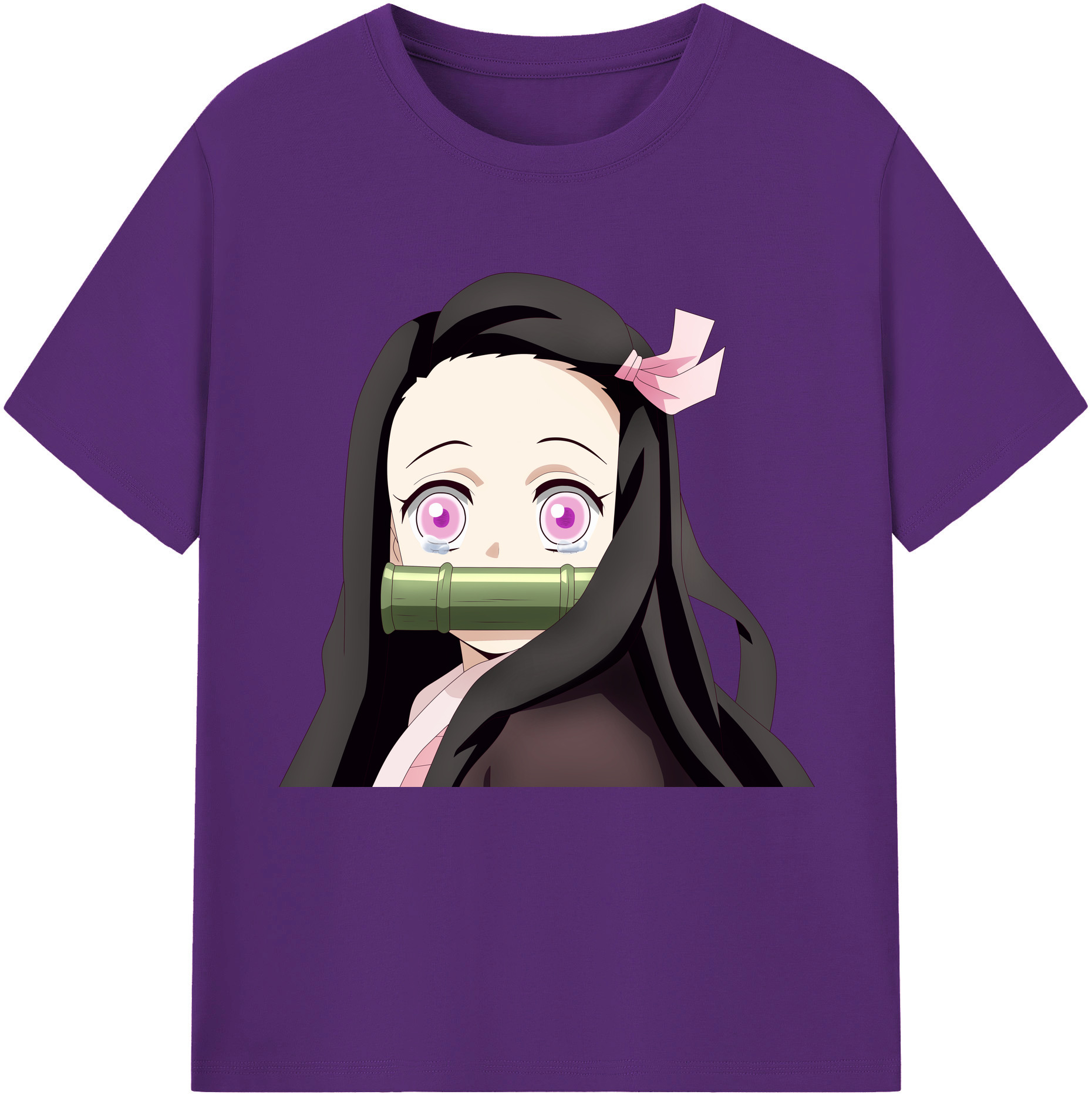 （画像用） 鬼滅の刃（きめつのやいば）竈門 禰󠄀豆子／かまど ねずこ Kamado Nezuko 綿100％半袖Tシャツ（フロントプリント）