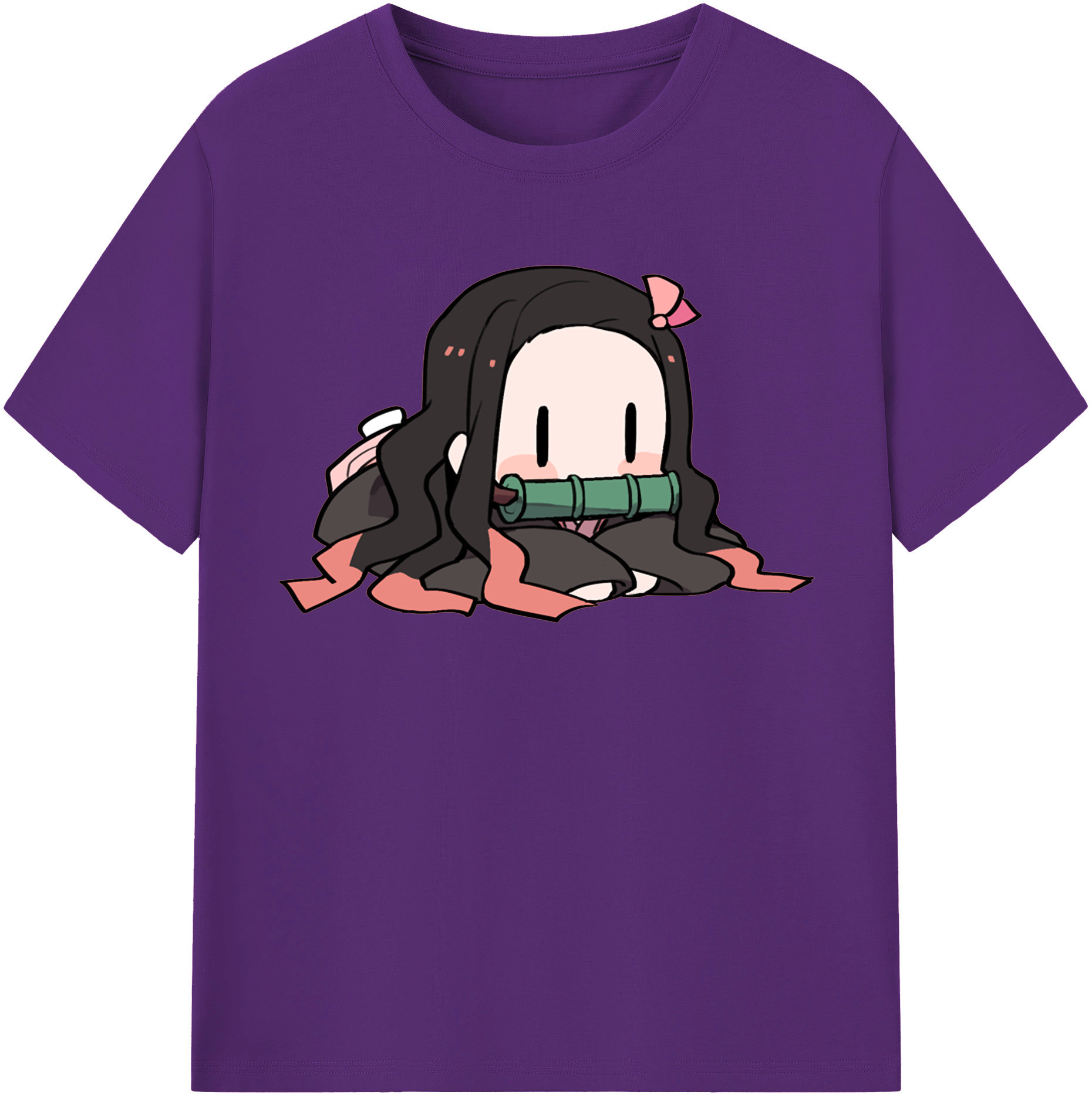 （画像用） 鬼滅の刃（きめつのやいば）竈門 禰󠄀豆子／かまど ねずこ Kamado Nezuko 綿100％半袖Tシャツ（フロントプリント）