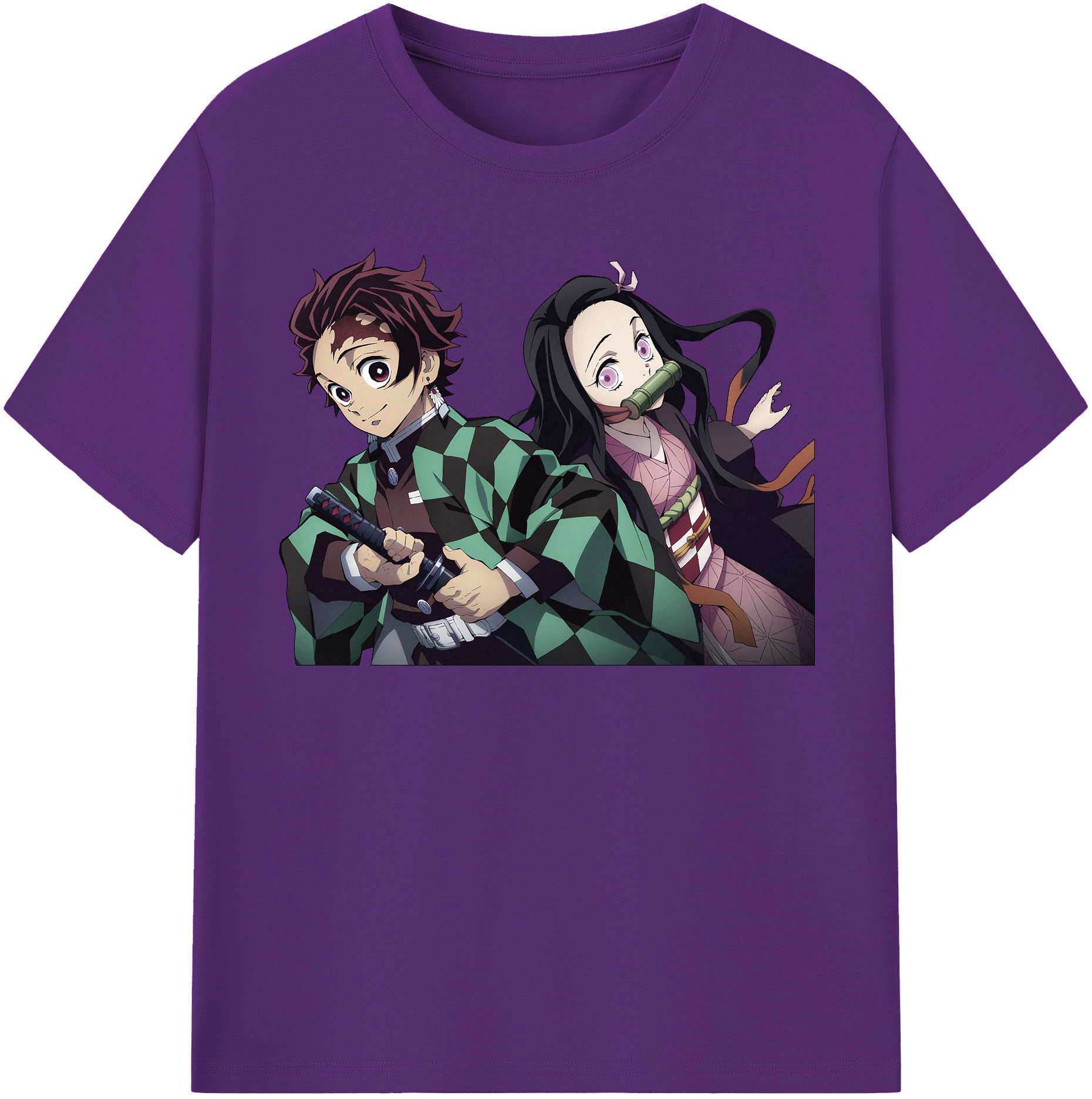 （画像用） 鬼滅の刃（きめつのやいば）竈門 禰󠄀豆子／かまど ねずこ Kamado Nezuko 綿100％半袖Tシャツ（フロントプリント）