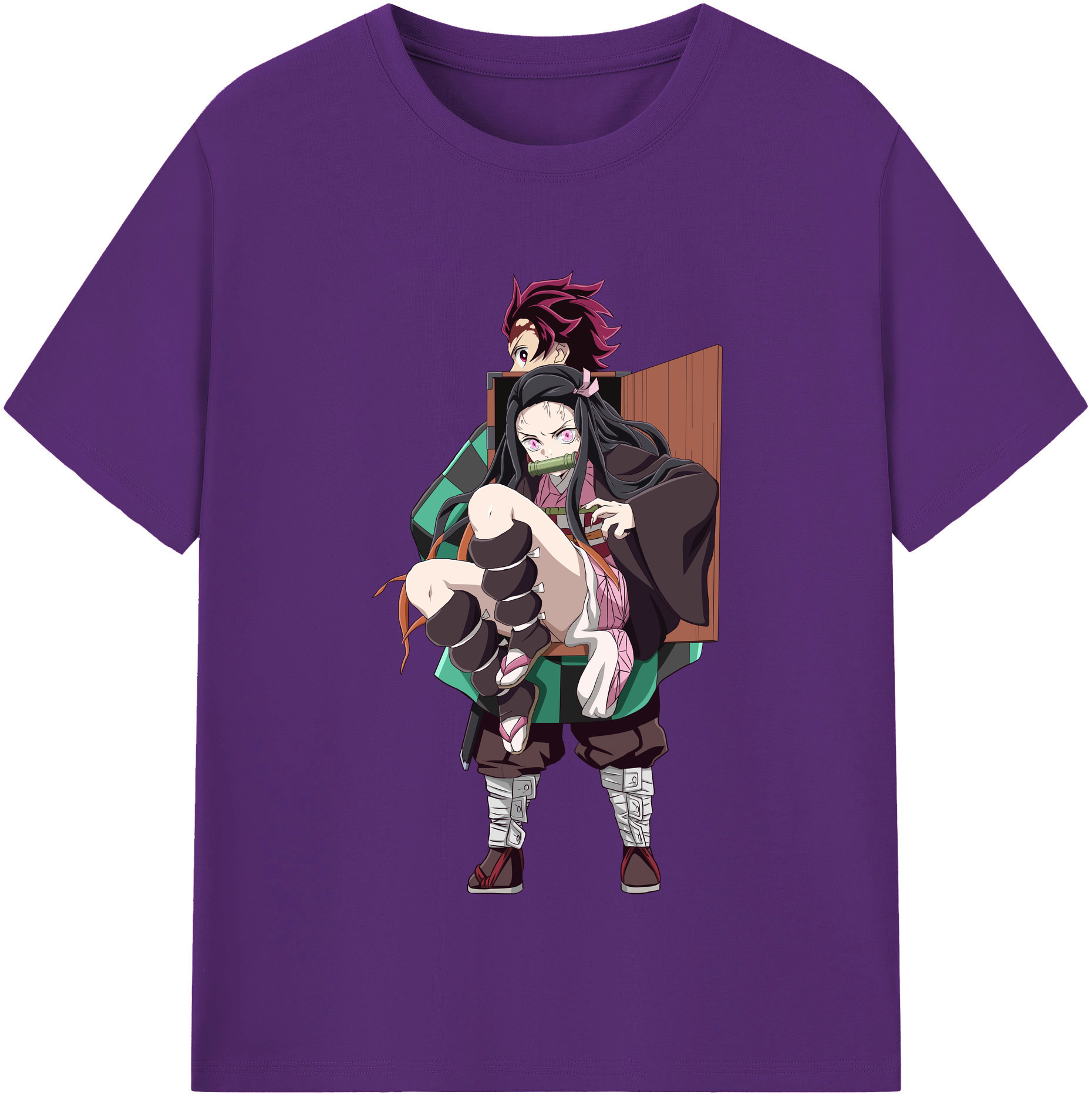 （画像用） 鬼滅の刃（きめつのやいば）竈門 禰󠄀豆子／かまど ねずこ Kamado Nezuko 綿100％半袖Tシャツ（フロントプリント）