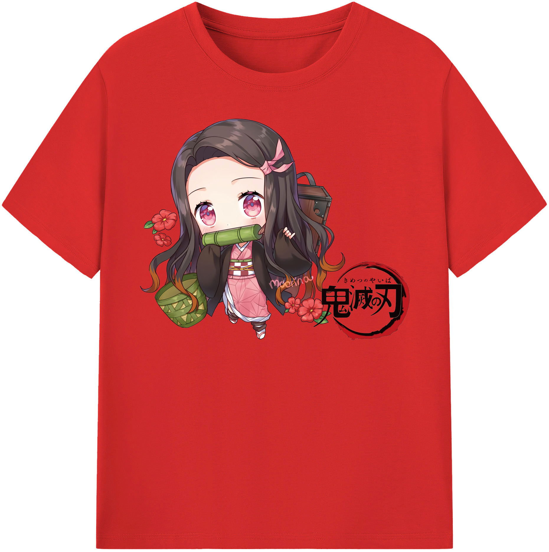 （画像用） 鬼滅の刃（きめつのやいば）竈門 禰󠄀豆子／かまど ねずこ Kamado Nezuko 綿100％半袖Tシャツ（フロントプリント）