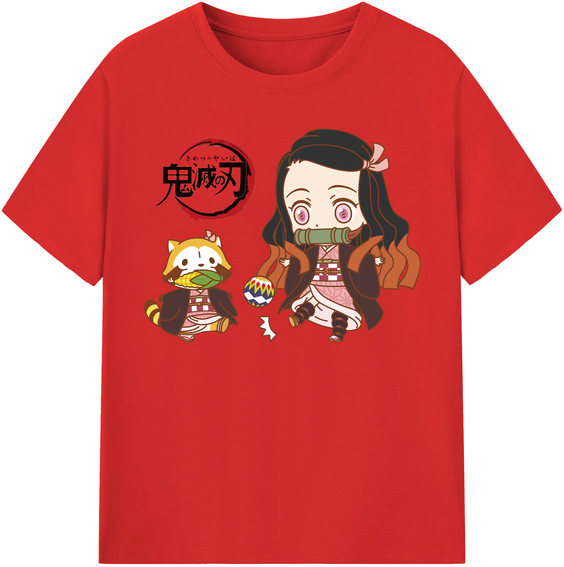 （画像用） 鬼滅の刃（きめつのやいば）竈門 禰󠄀豆子／かまど ねずこ Kamado Nezuko 綿100％半袖Tシャツ（フロントプリント）