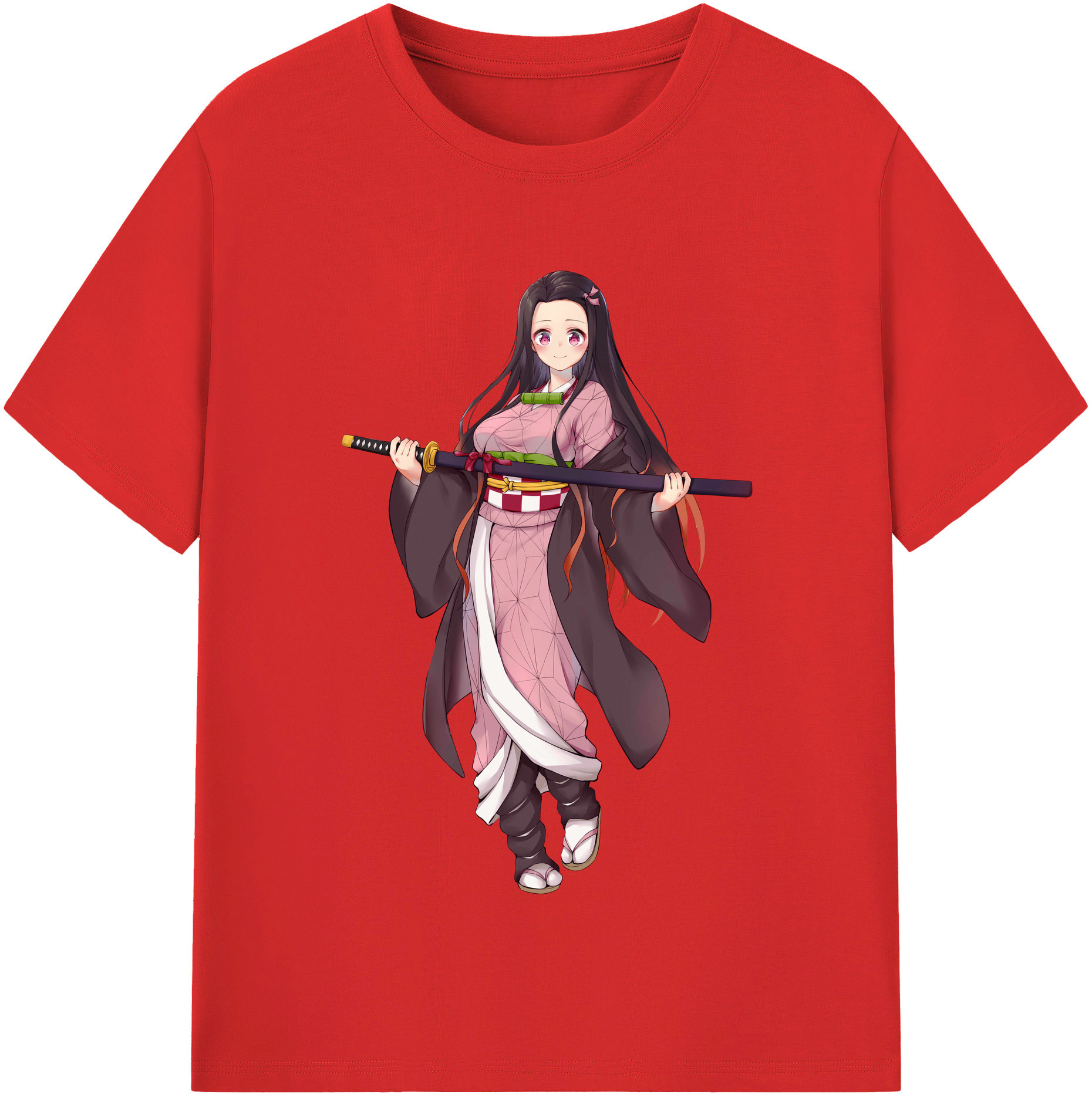 （画像用） 鬼滅の刃（きめつのやいば）竈門 禰󠄀豆子／かまど ねずこ Kamado Nezuko 綿100％半袖Tシャツ（フロントプリント）