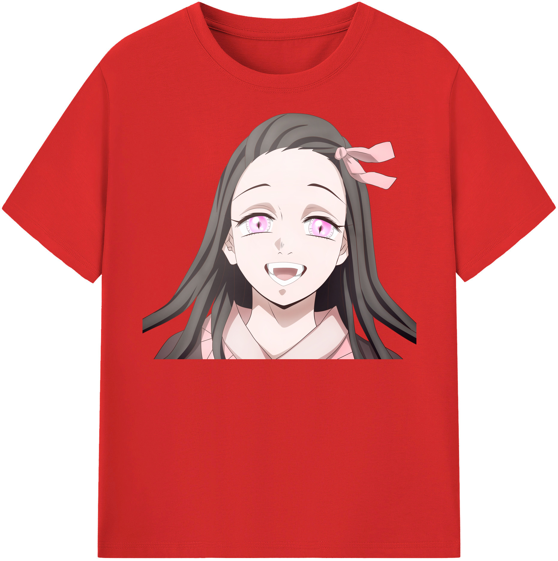 （画像用） 鬼滅の刃（きめつのやいば）竈門 禰󠄀豆子／かまど ねずこ Kamado Nezuko 綿100％半袖Tシャツ（フロントプリント）