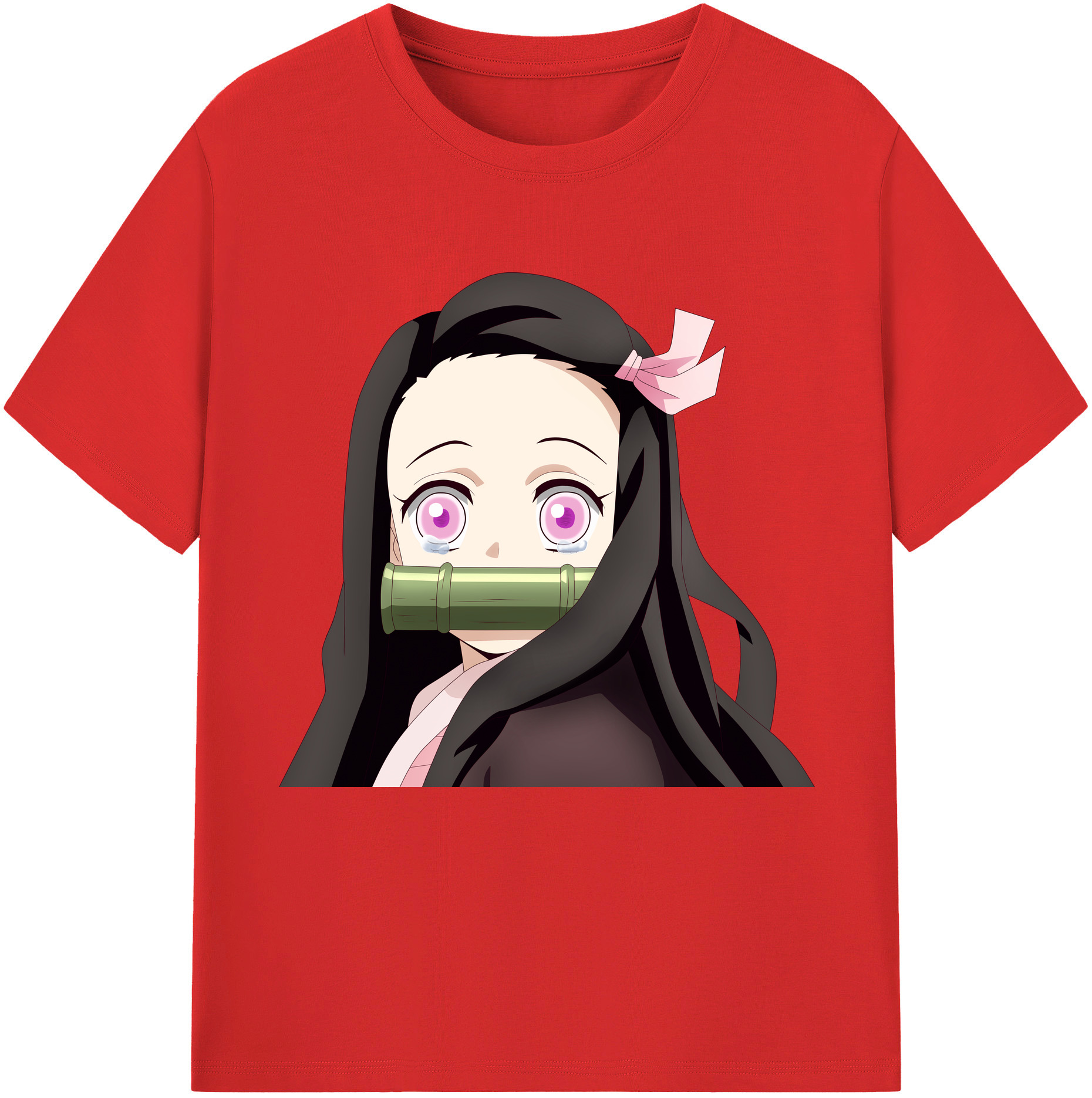 （画像用） 鬼滅の刃（きめつのやいば）竈門 禰󠄀豆子／かまど ねずこ Kamado Nezuko 綿100％半袖Tシャツ（フロントプリント）