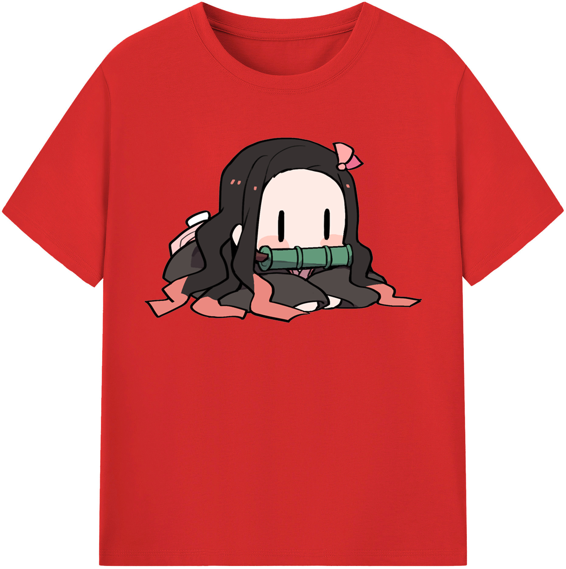 （画像用） 鬼滅の刃（きめつのやいば）竈門 禰󠄀豆子／かまど ねずこ Kamado Nezuko 綿100％半袖Tシャツ（フロントプリント）