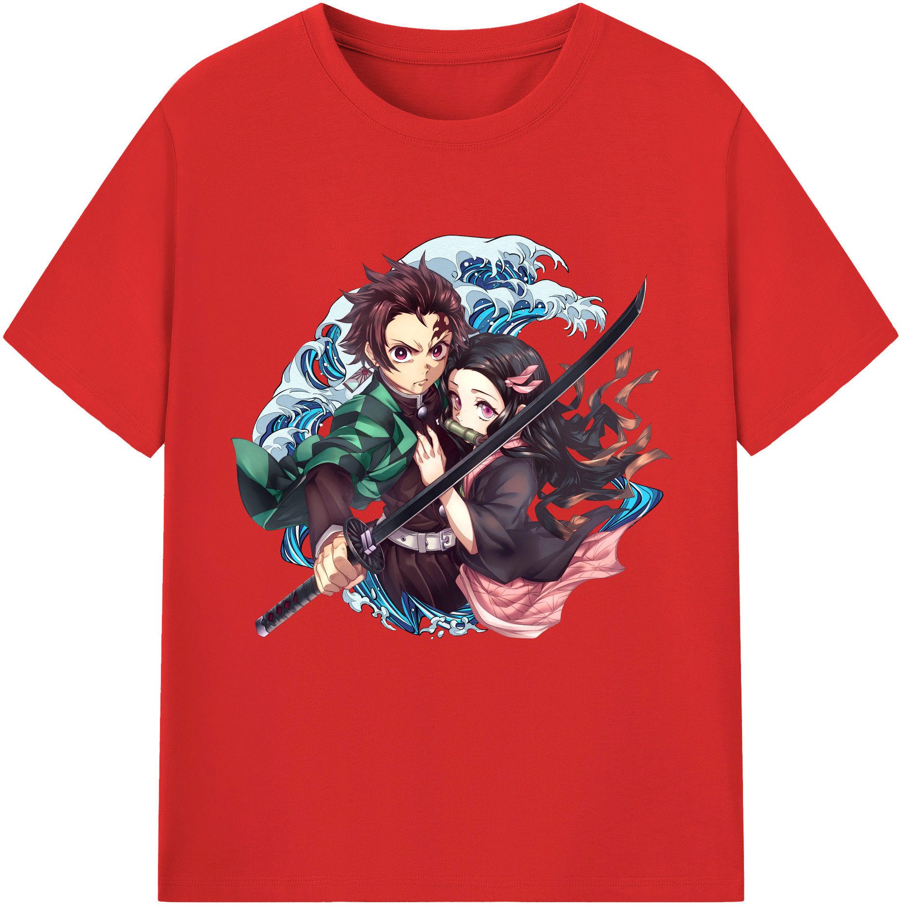 （画像用） 鬼滅の刃（きめつのやいば）竈門 禰󠄀豆子／かまど ねずこ Kamado Nezuko 綿100％半袖Tシャツ（フロントプリント）