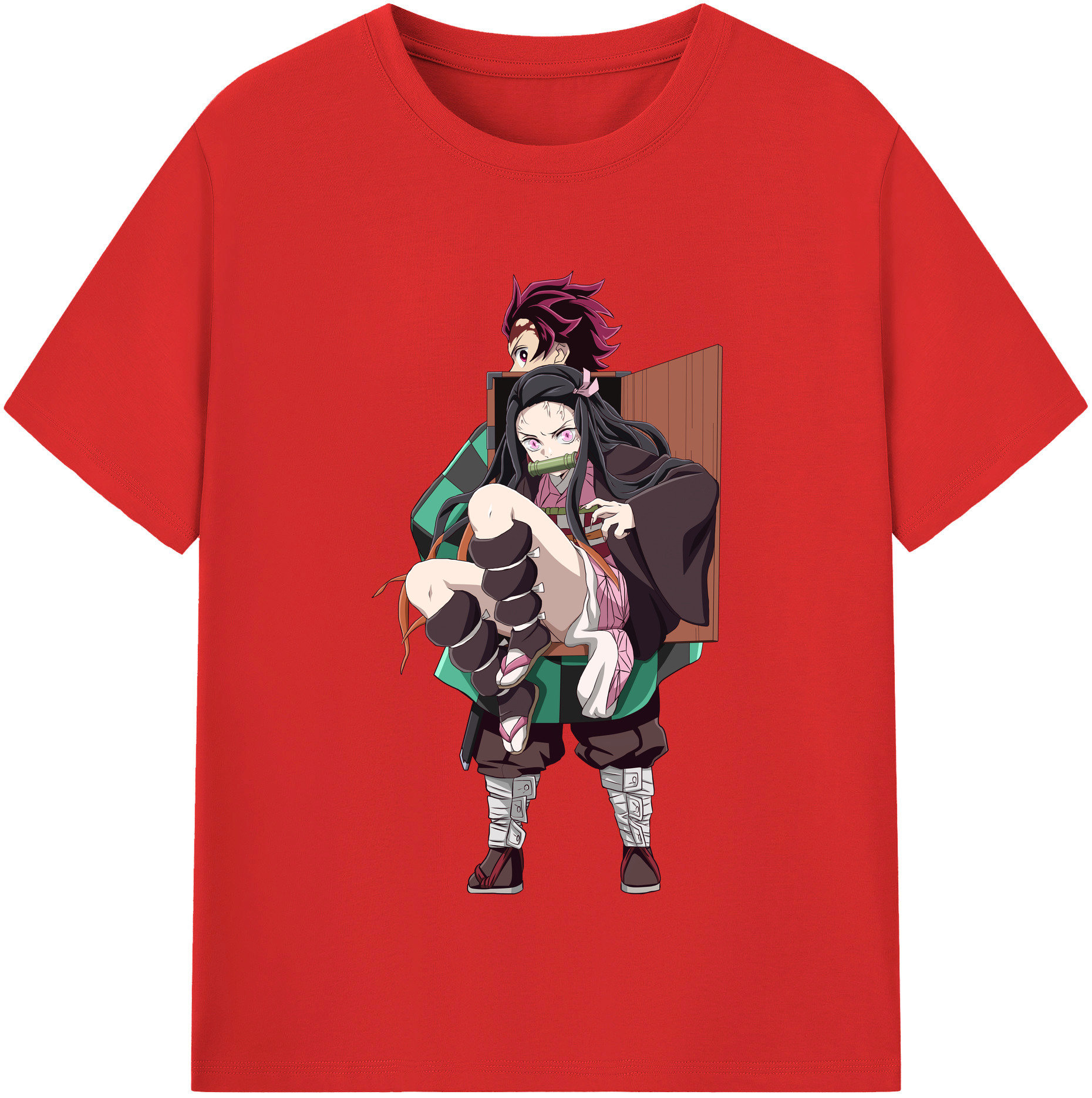 （画像用） 鬼滅の刃（きめつのやいば）竈門 禰󠄀豆子／かまど ねずこ Kamado Nezuko 綿100％半袖Tシャツ（フロントプリント）