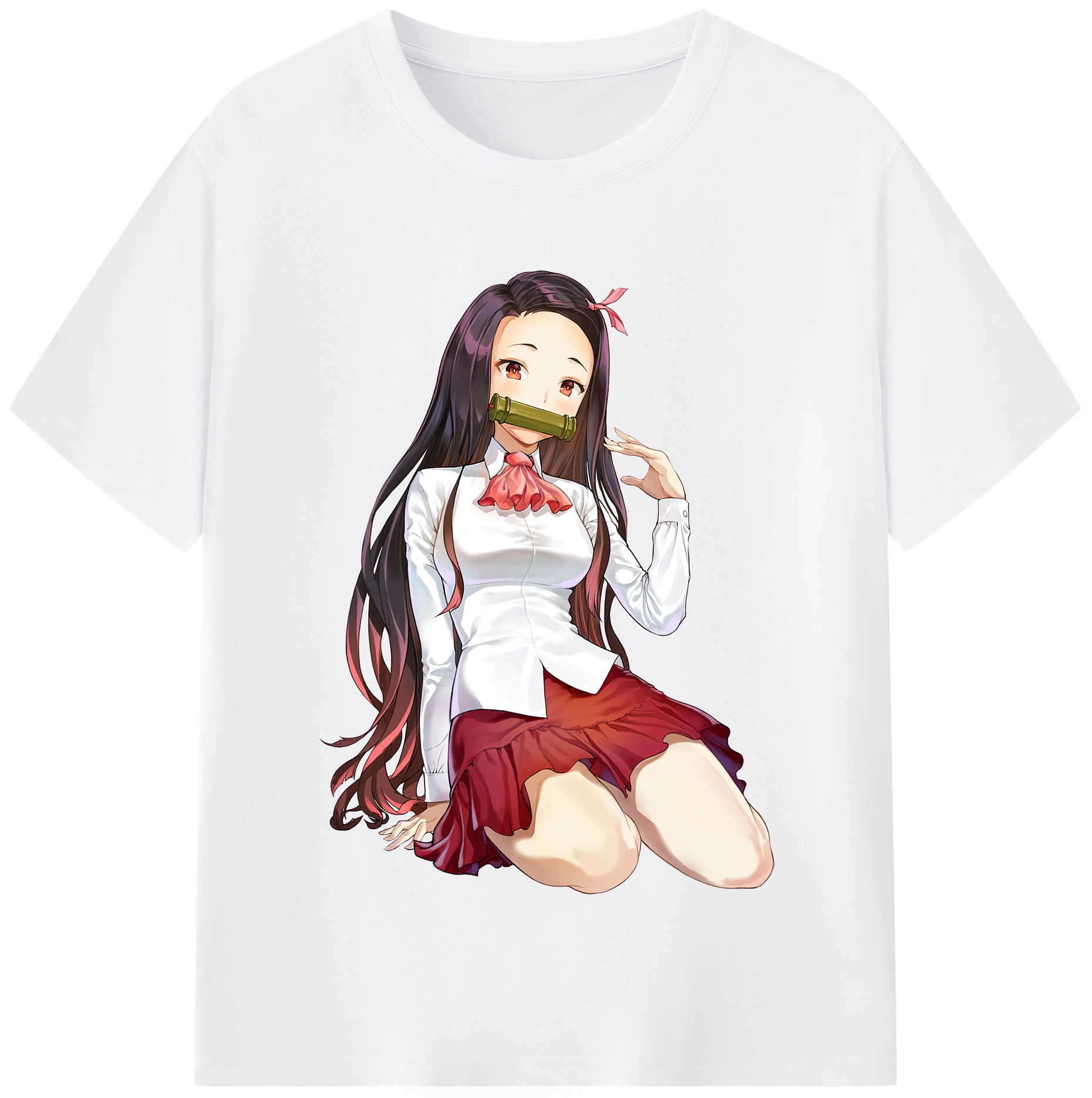 （画像用） 鬼滅の刃（きめつのやいば）竈門 禰󠄀豆子／かまど ねずこ Kamado Nezuko 綿100％半袖Tシャツ（フロントプリント）