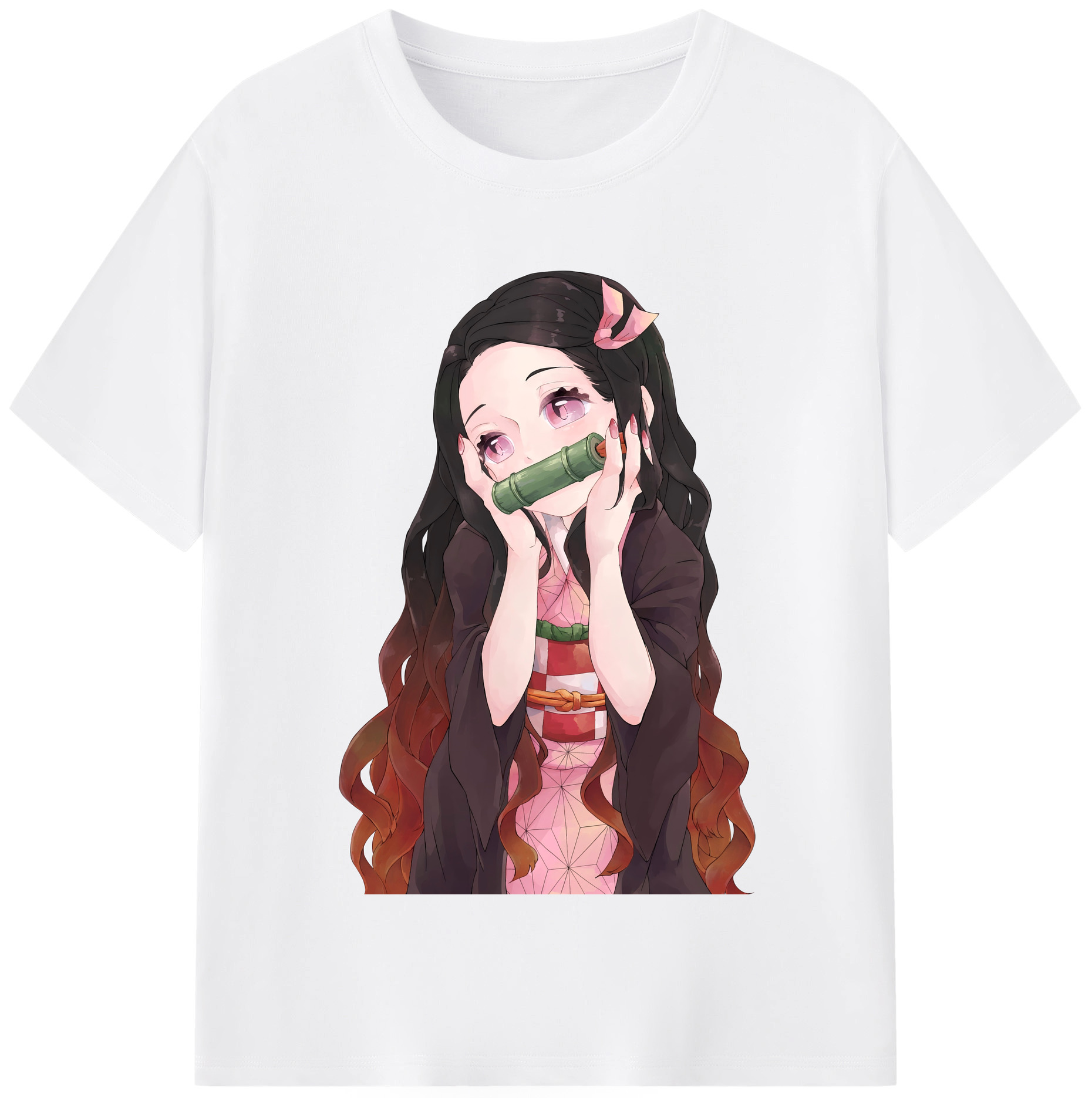 （画像用） 鬼滅の刃（きめつのやいば）竈門 禰󠄀豆子／かまど ねずこ Kamado Nezuko 綿100％半袖Tシャツ（フロントプリント）