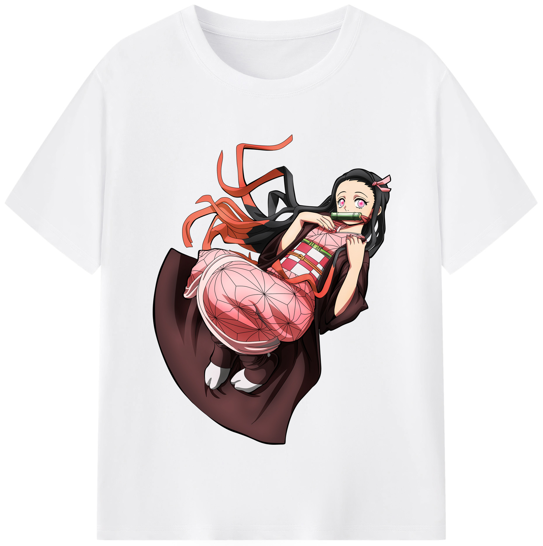 （画像用） 鬼滅の刃（きめつのやいば）竈門 禰󠄀豆子／かまど ねずこ Kamado Nezuko 綿100％半袖Tシャツ（フロントプリント）