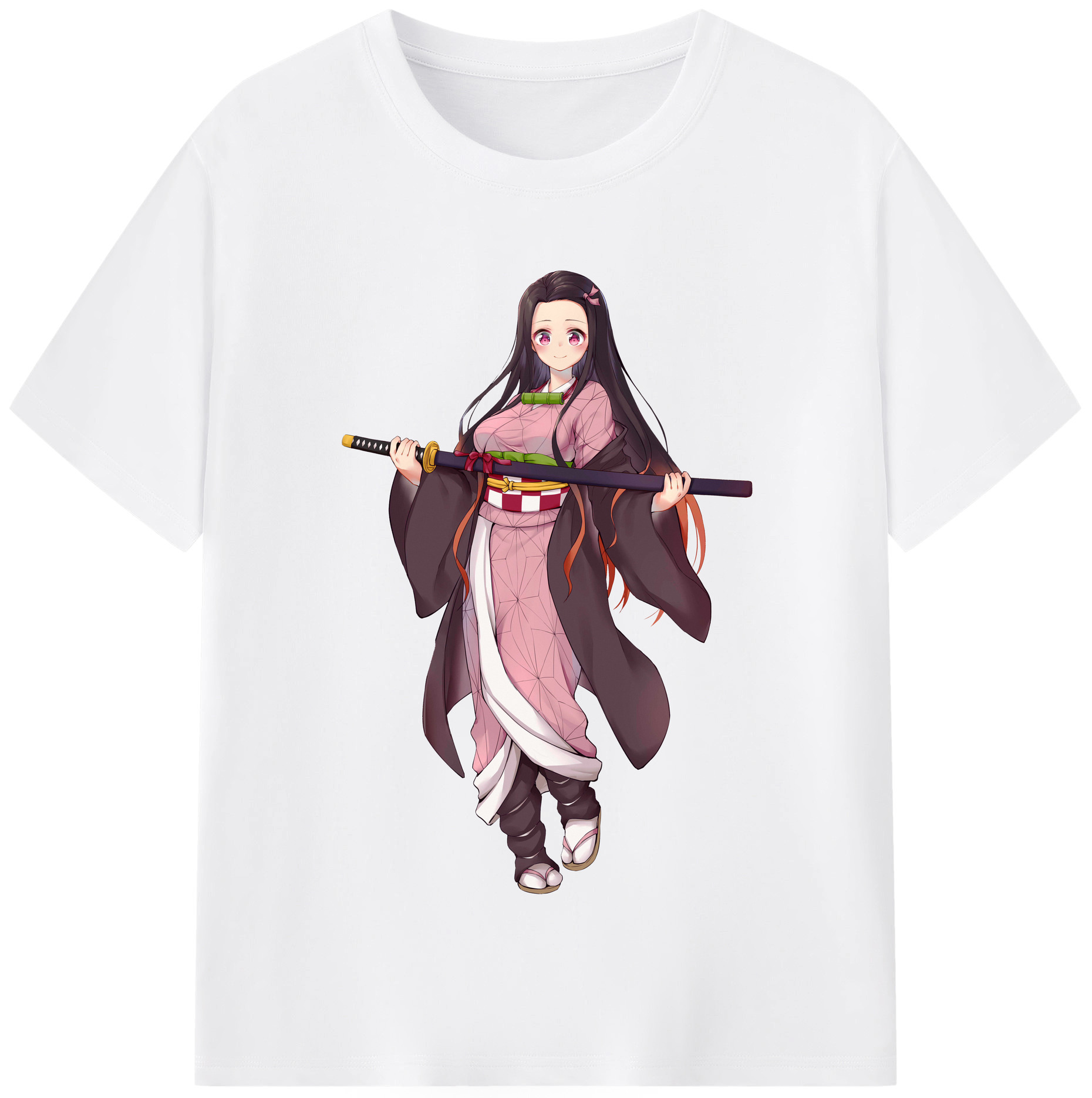 （画像用） 鬼滅の刃（きめつのやいば）竈門 禰󠄀豆子／かまど ねずこ Kamado Nezuko 綿100％半袖Tシャツ（フロントプリント）