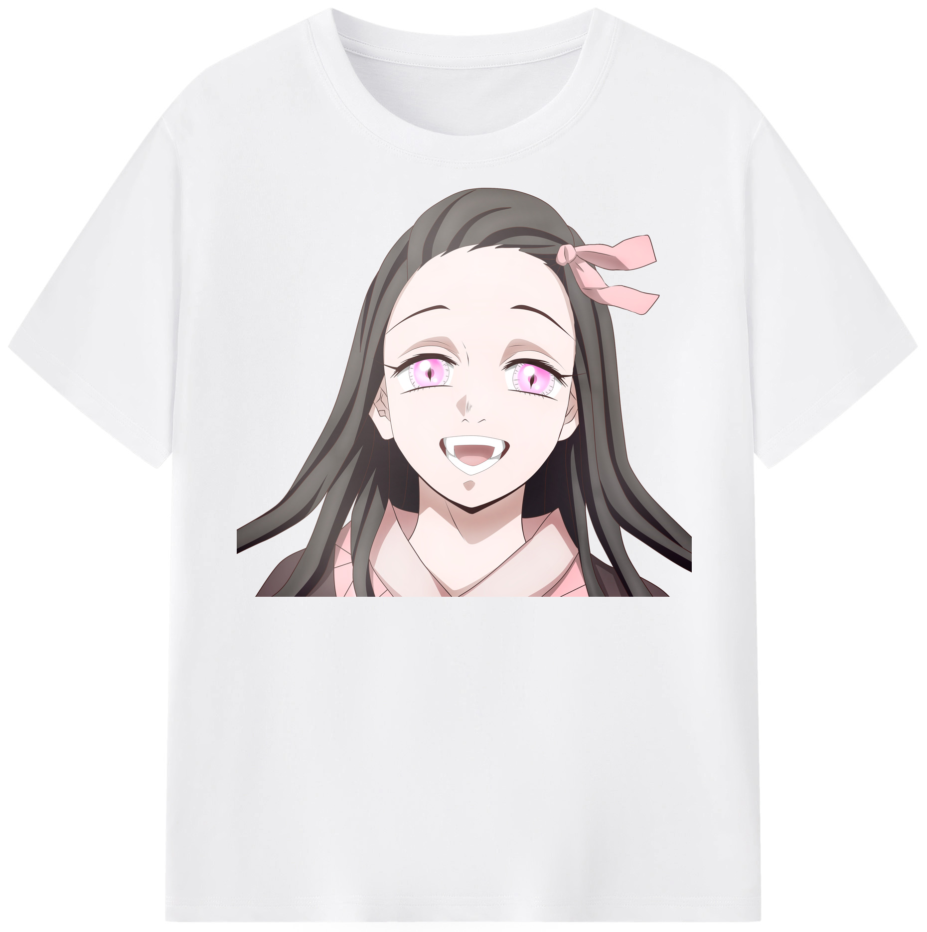 （画像用） 鬼滅の刃（きめつのやいば）竈門 禰󠄀豆子／かまど ねずこ Kamado Nezuko 綿100％半袖Tシャツ（フロントプリント）