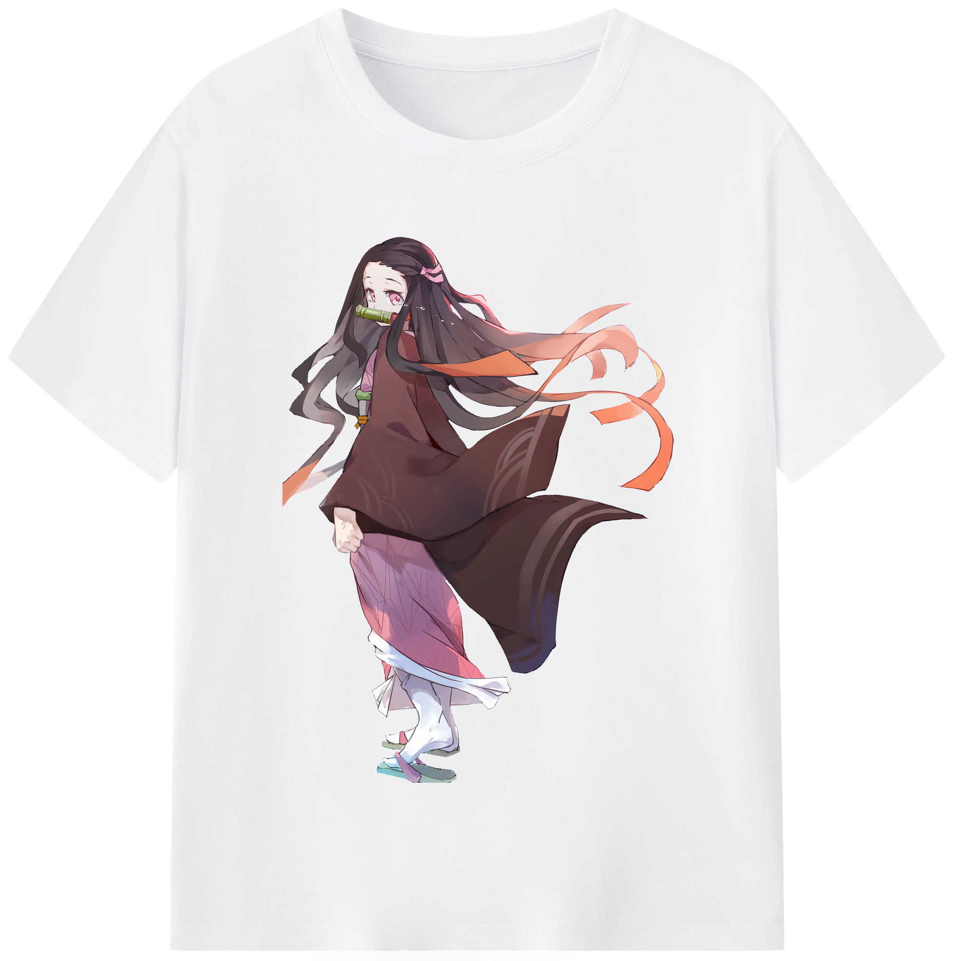 （画像用） 鬼滅の刃（きめつのやいば）竈門 禰󠄀豆子／かまど ねずこ Kamado Nezuko 綿100％半袖Tシャツ（フロントプリント）