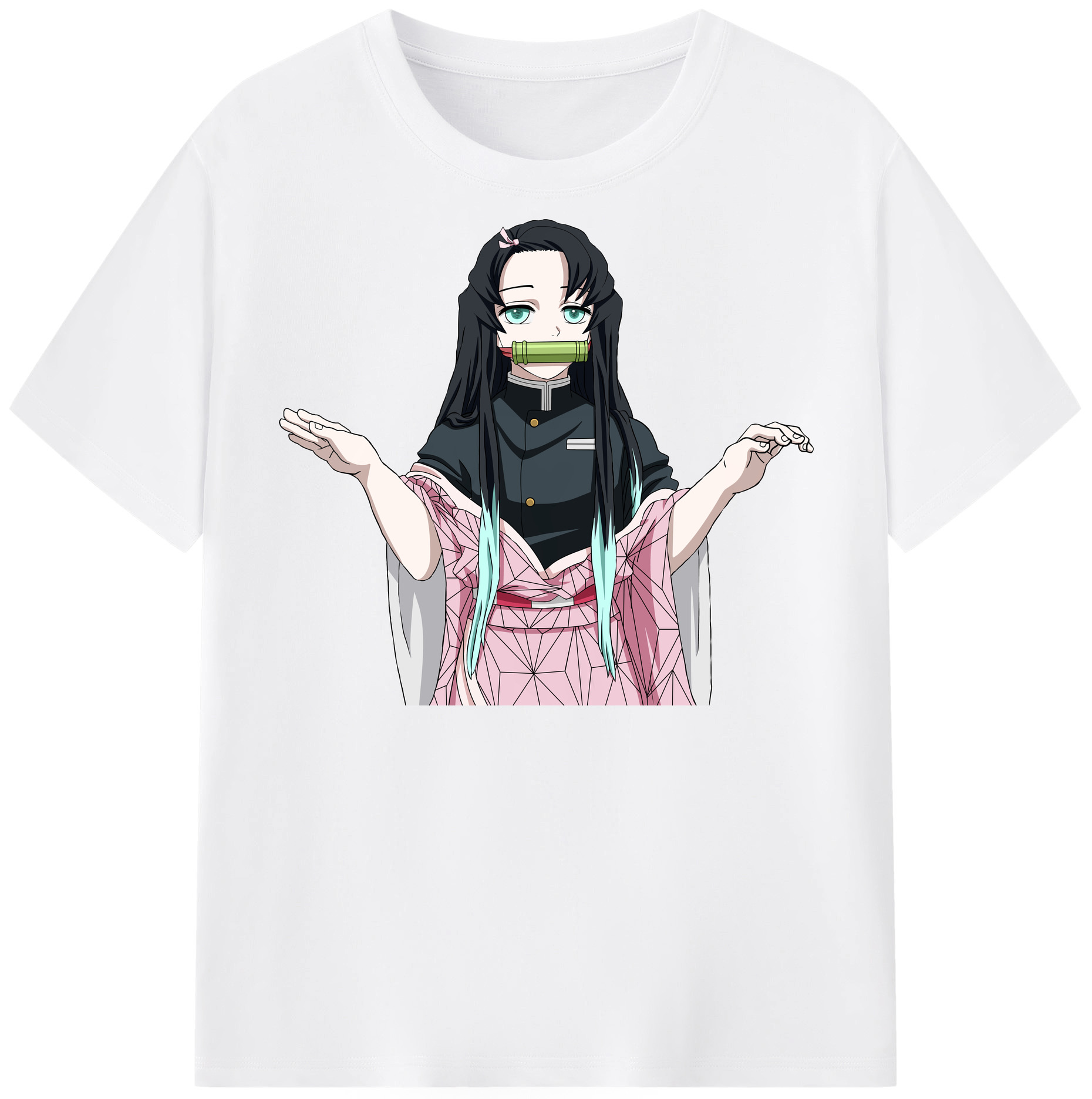 （画像用） 鬼滅の刃（きめつのやいば）竈門 禰󠄀豆子／かまど ねずこ Kamado Nezuko 綿100％半袖Tシャツ（フロントプリント）