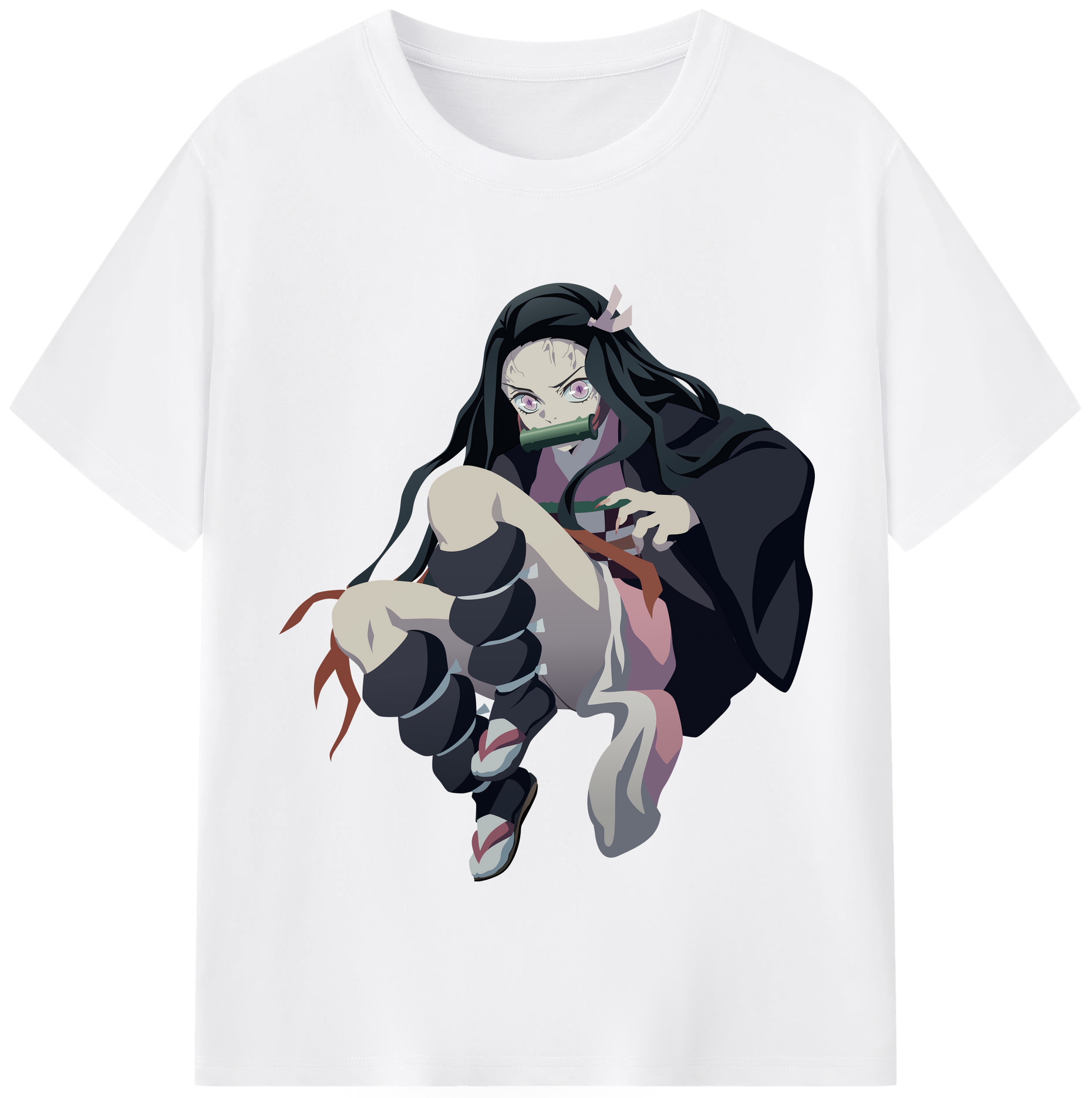 （画像用） 鬼滅の刃（きめつのやいば）竈門 禰󠄀豆子／かまど ねずこ Kamado Nezuko 綿100％半袖Tシャツ（フロントプリント）