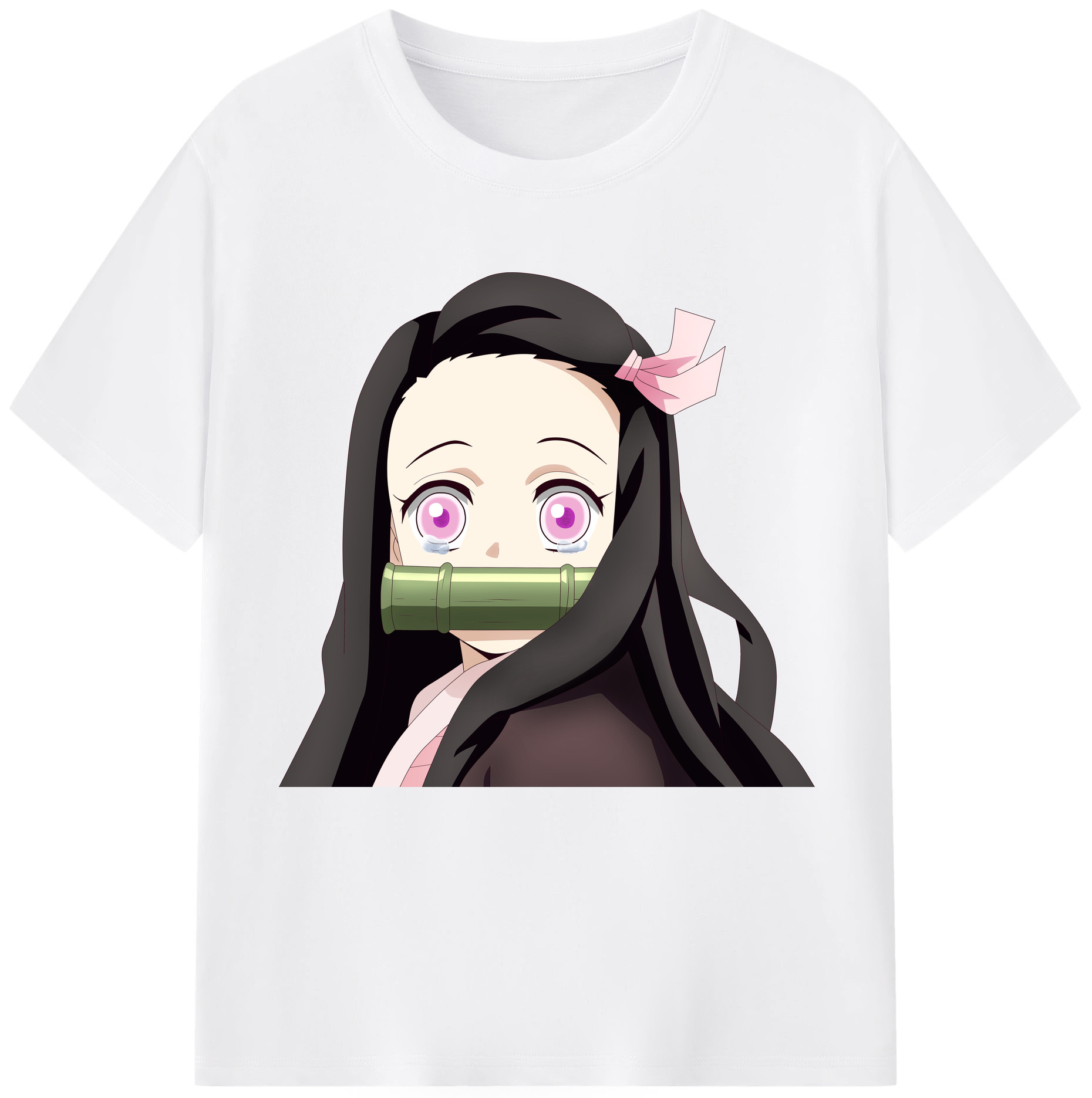 （画像用） 鬼滅の刃（きめつのやいば）竈門 禰󠄀豆子／かまど ねずこ Kamado Nezuko 綿100％半袖Tシャツ（フロントプリント）