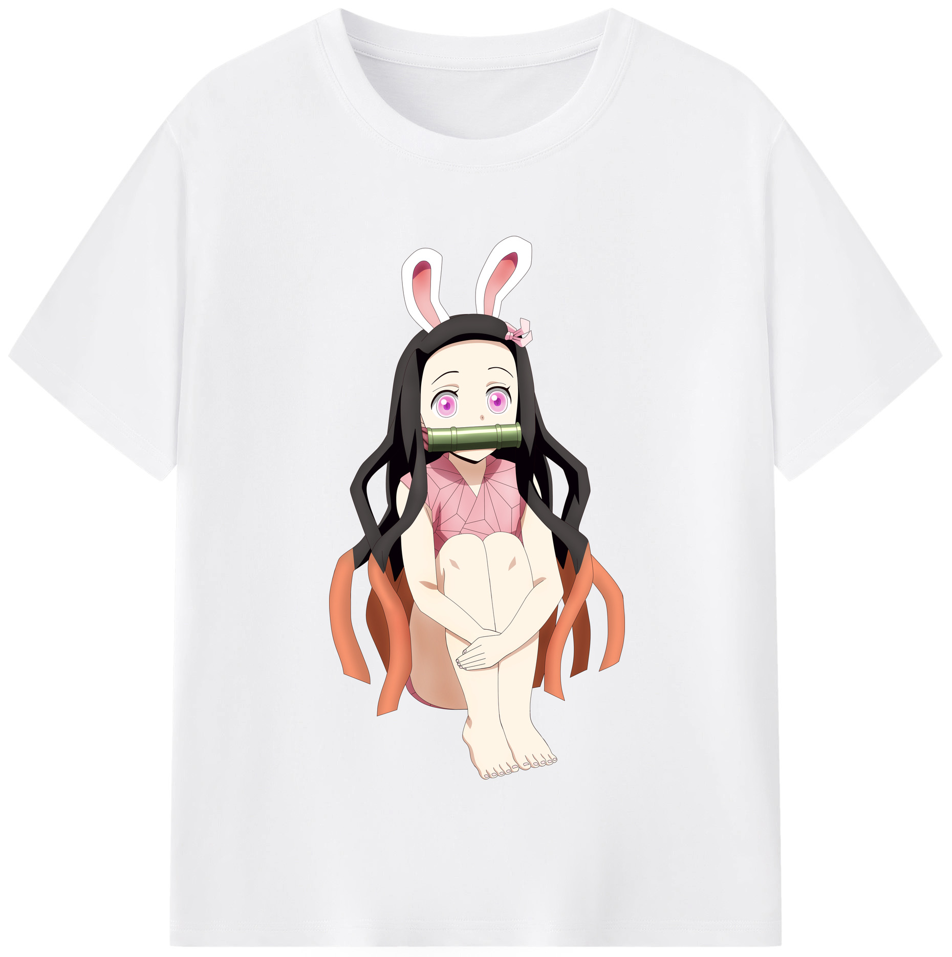（画像用） 鬼滅の刃（きめつのやいば）竈門 禰󠄀豆子／かまど ねずこ Kamado Nezuko 綿100％半袖Tシャツ（フロントプリント）
