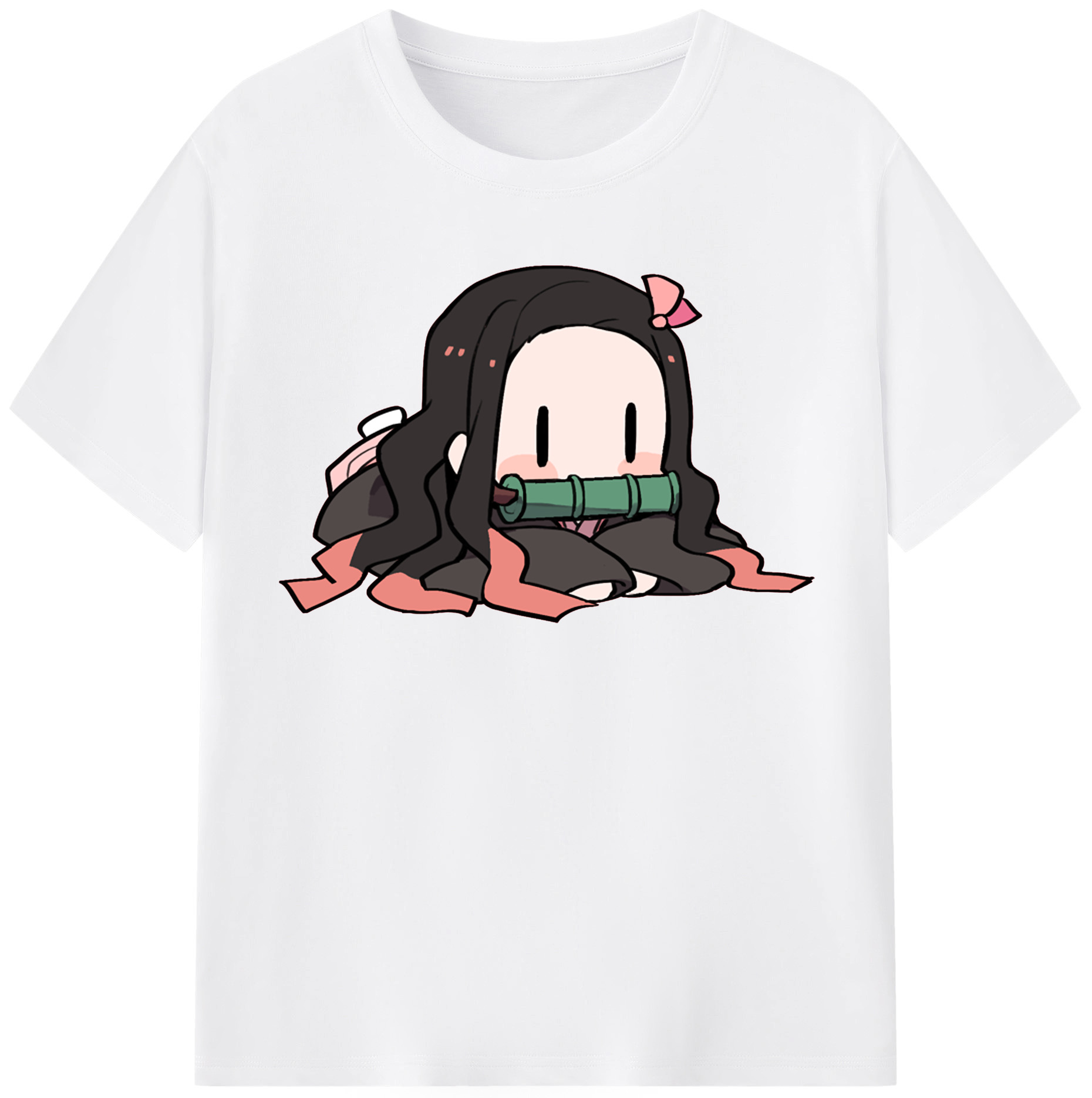 （画像用） 鬼滅の刃（きめつのやいば）竈門 禰󠄀豆子／かまど ねずこ Kamado Nezuko 綿100％半袖Tシャツ（フロントプリント）