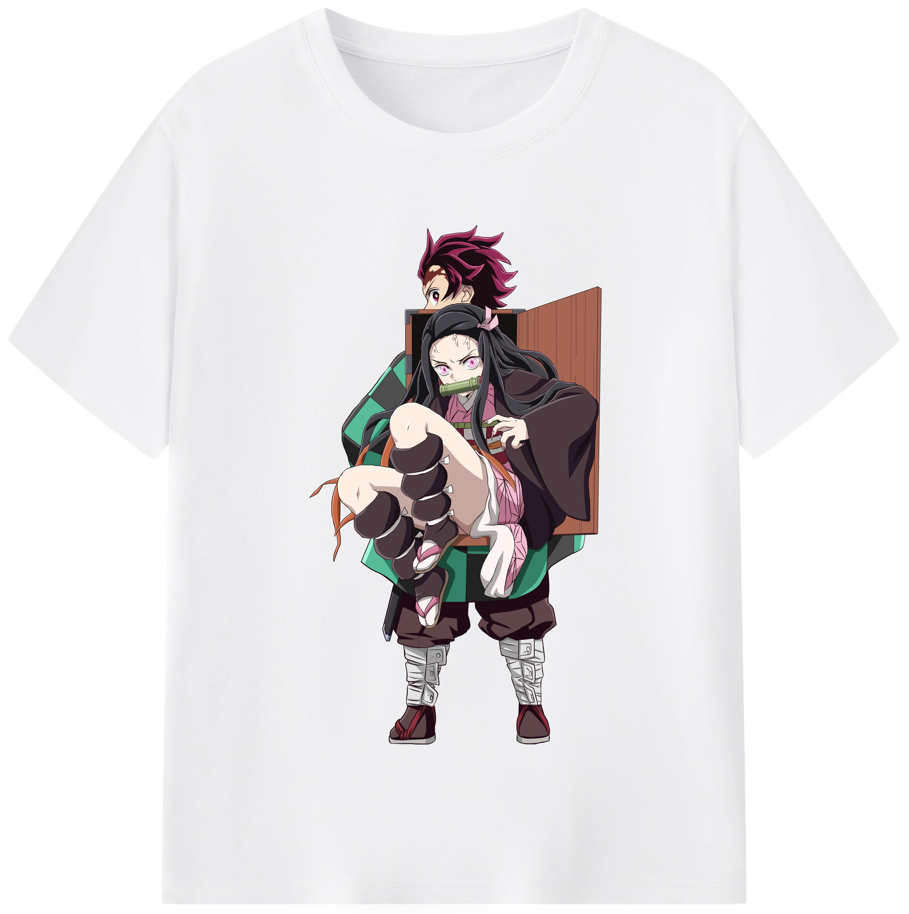 （画像用） 鬼滅の刃（きめつのやいば）竈門 禰󠄀豆子／かまど ねずこ Kamado Nezuko 綿100％半袖Tシャツ（フロントプリント）