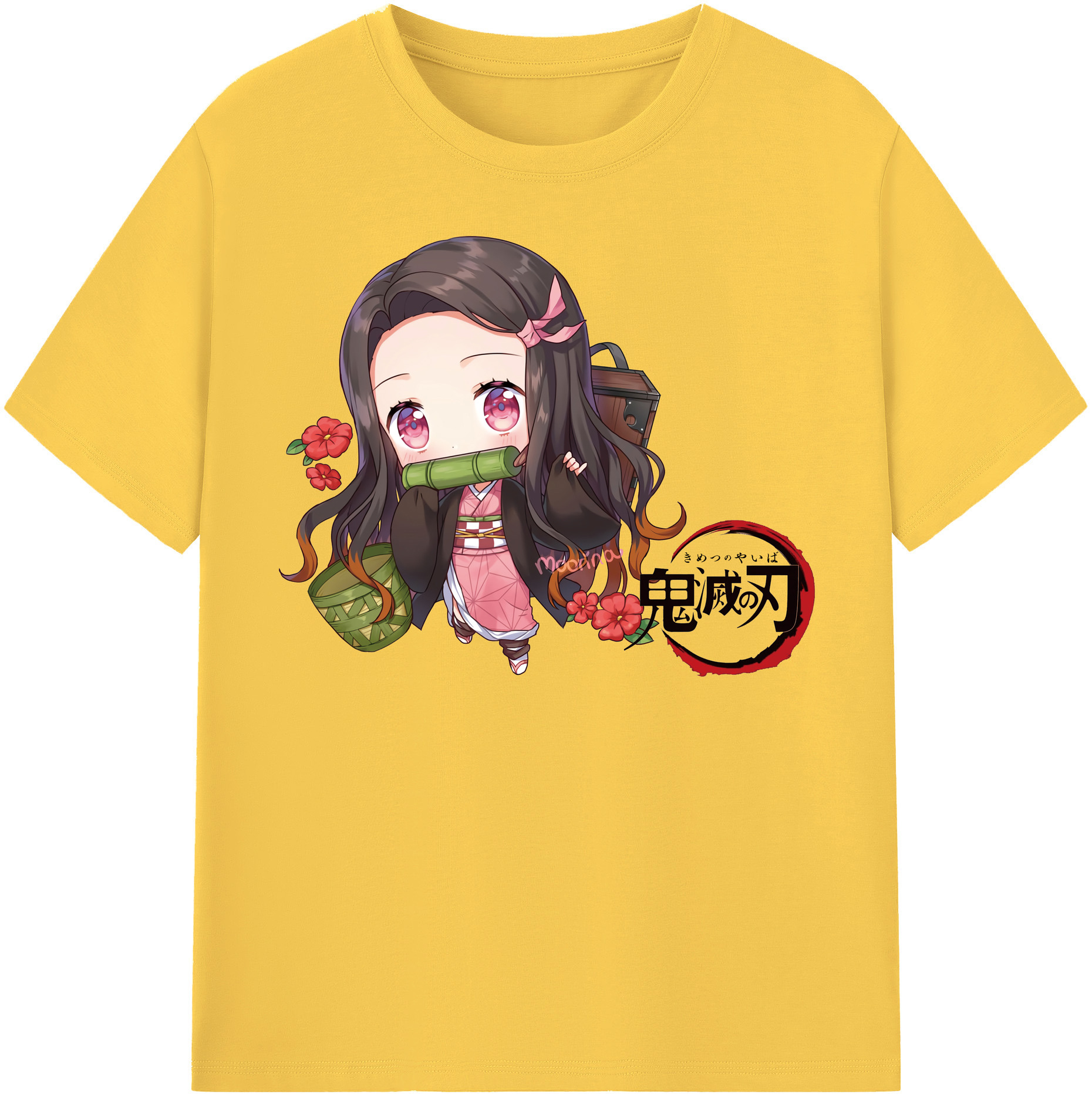 （画像用） 鬼滅の刃（きめつのやいば）竈門 禰󠄀豆子／かまど ねずこ Kamado Nezuko 綿100％半袖Tシャツ（フロントプリント）