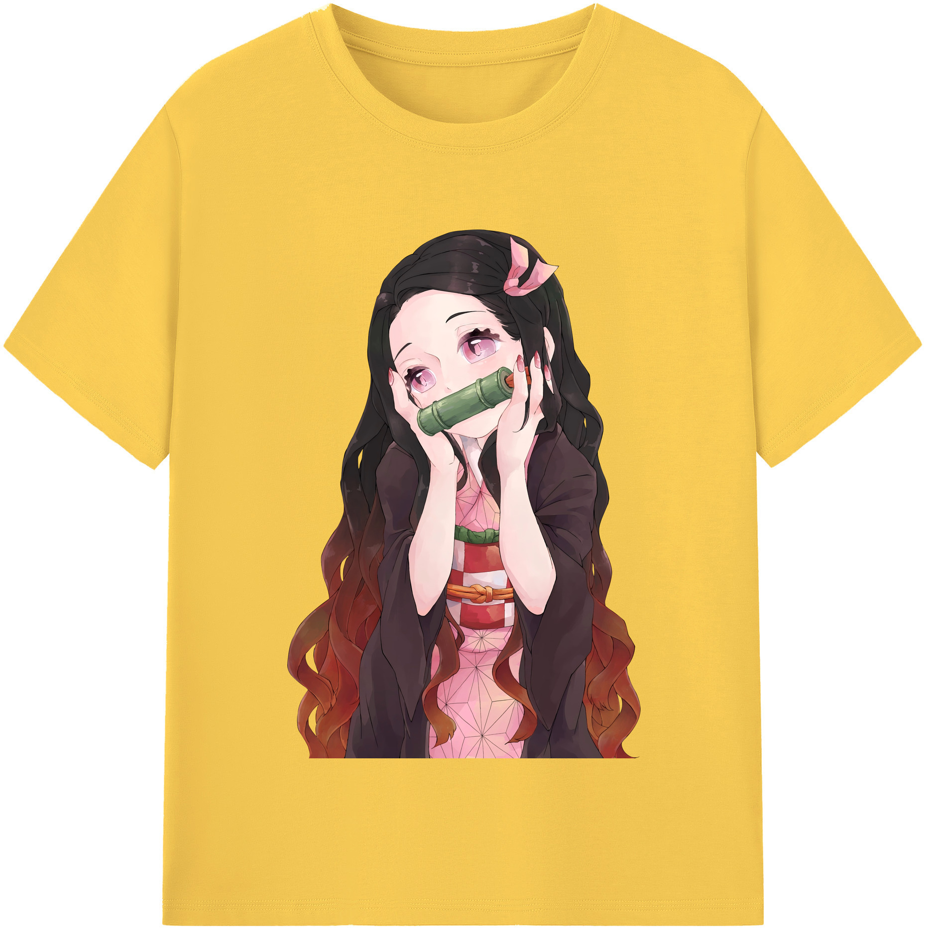 （画像用） 鬼滅の刃（きめつのやいば）竈門 禰󠄀豆子／かまど ねずこ Kamado Nezuko 綿100％半袖Tシャツ（フロントプリント）