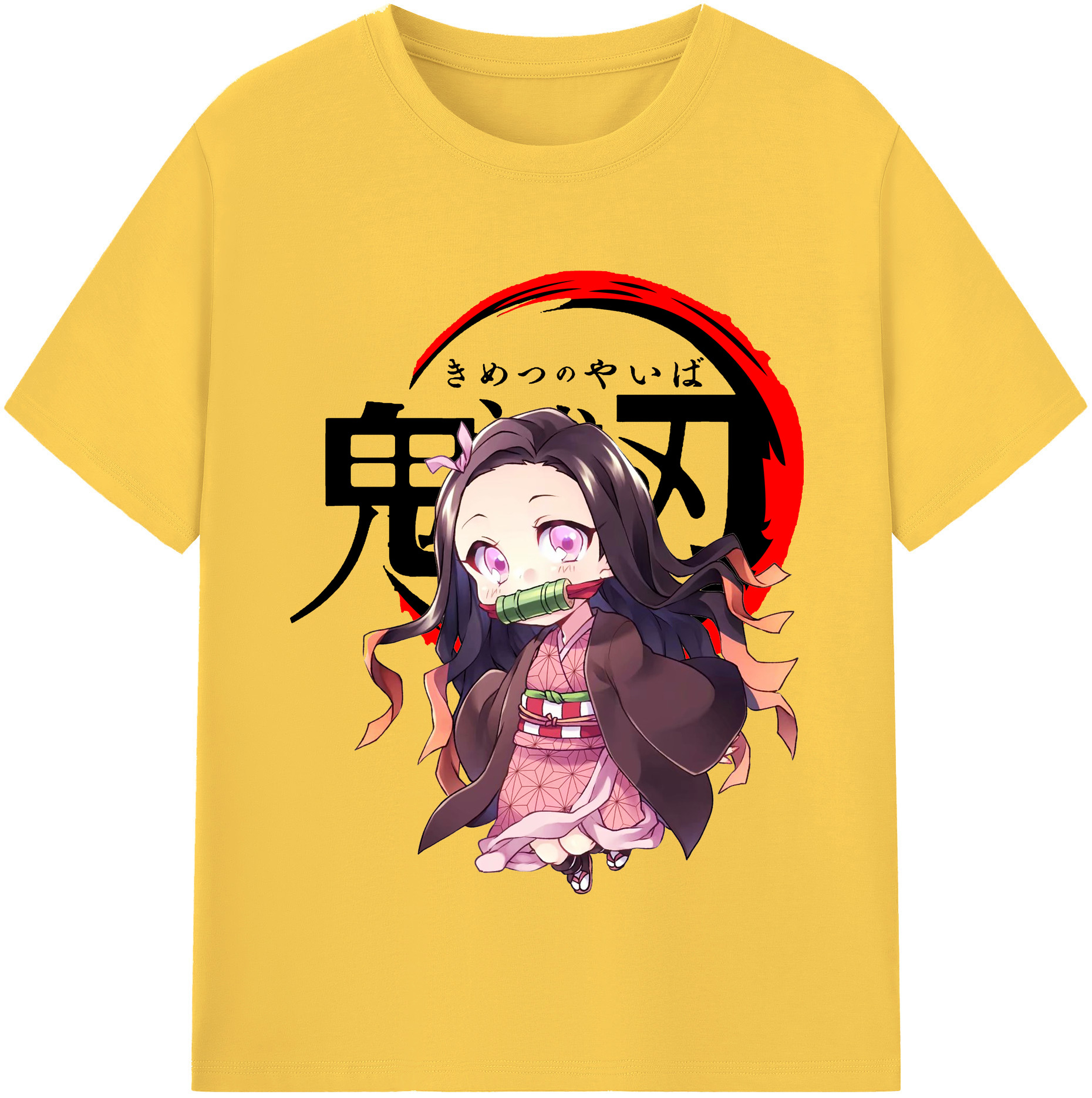 （画像用） 鬼滅の刃（きめつのやいば）竈門 禰󠄀豆子／かまど ねずこ Kamado Nezuko 綿100％半袖Tシャツ（フロントプリント）