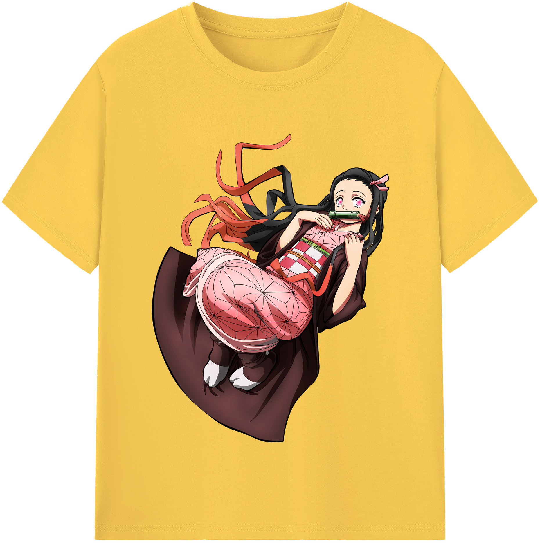 （画像用） 鬼滅の刃（きめつのやいば）竈門 禰󠄀豆子／かまど ねずこ Kamado Nezuko 綿100％半袖Tシャツ（フロントプリント）