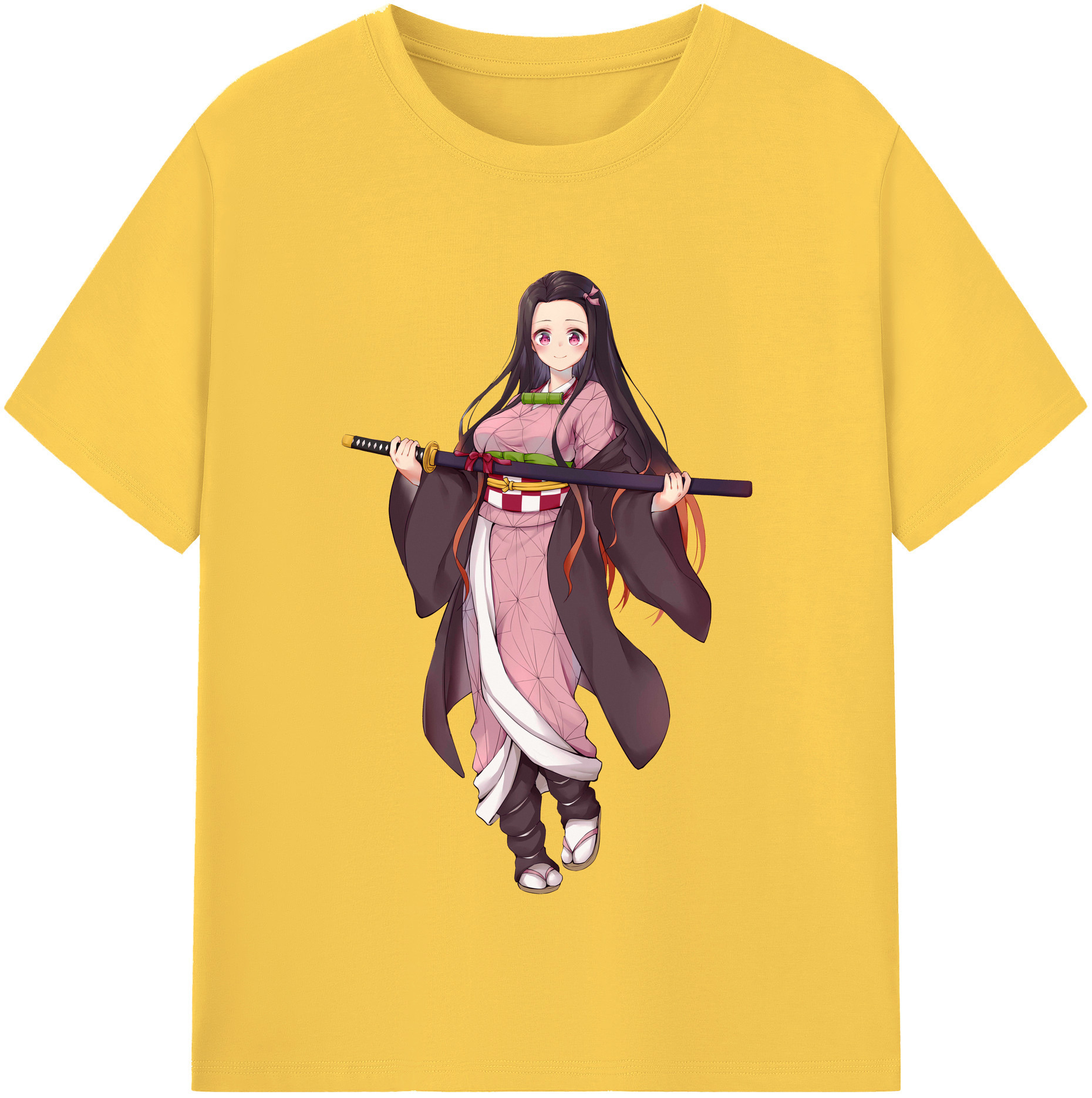 （画像用） 鬼滅の刃（きめつのやいば）竈門 禰󠄀豆子／かまど ねずこ Kamado Nezuko 綿100％半袖Tシャツ（フロントプリント）