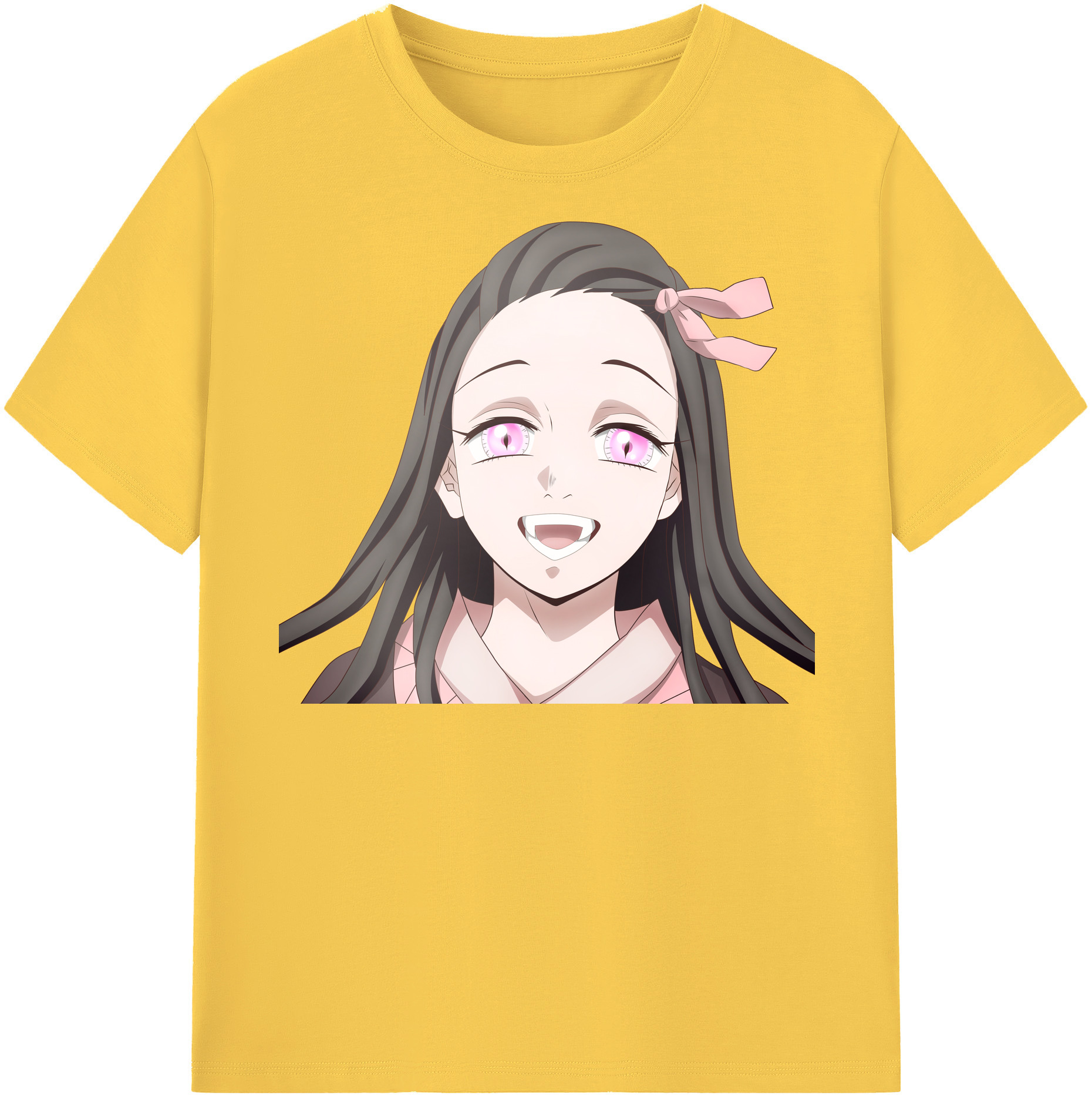 （画像用） 鬼滅の刃（きめつのやいば）竈門 禰󠄀豆子／かまど ねずこ Kamado Nezuko 綿100％半袖Tシャツ（フロントプリント）