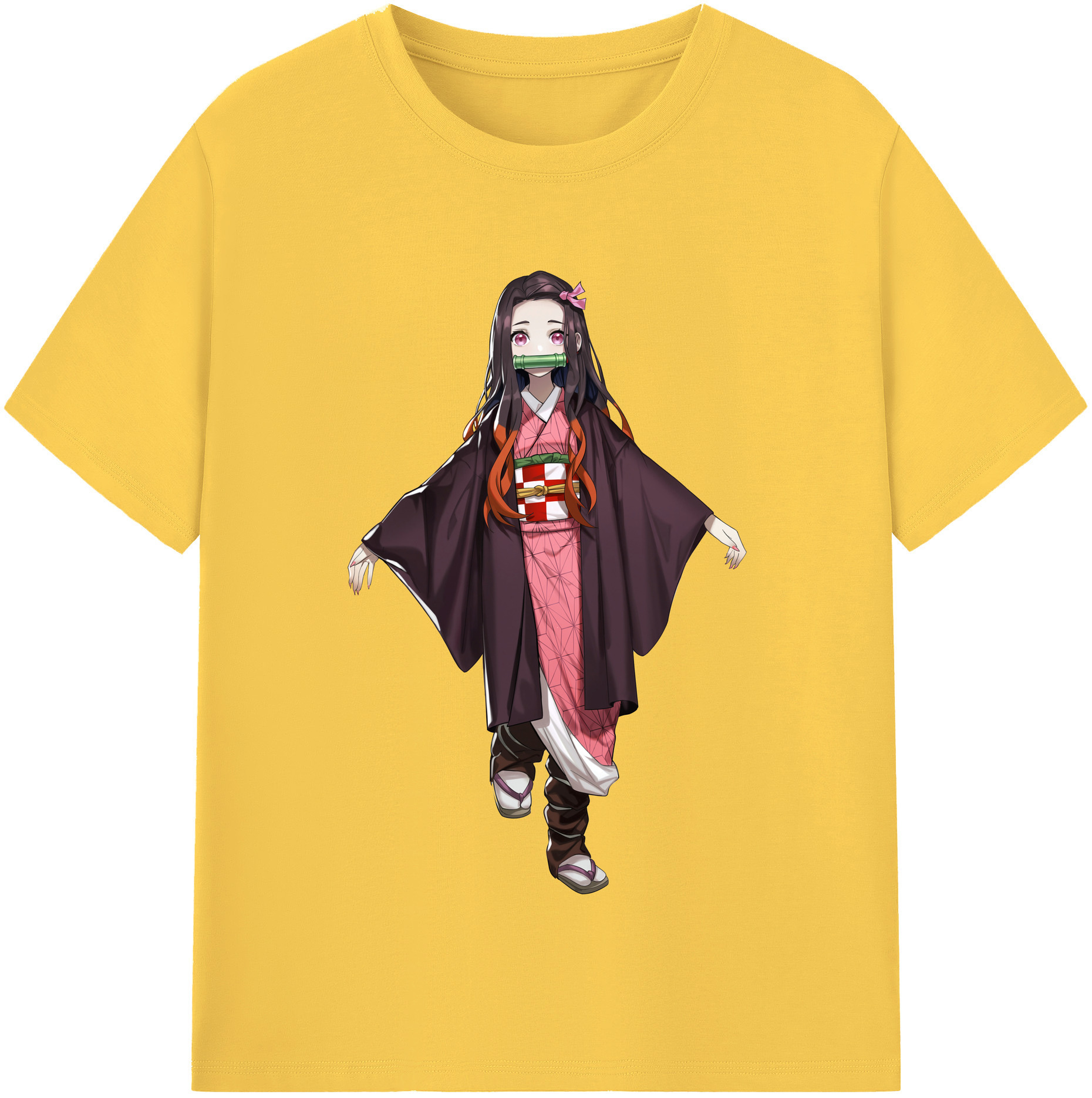 （画像用） 鬼滅の刃（きめつのやいば）竈門 禰󠄀豆子／かまど ねずこ Kamado Nezuko 綿100％半袖Tシャツ（フロントプリント）