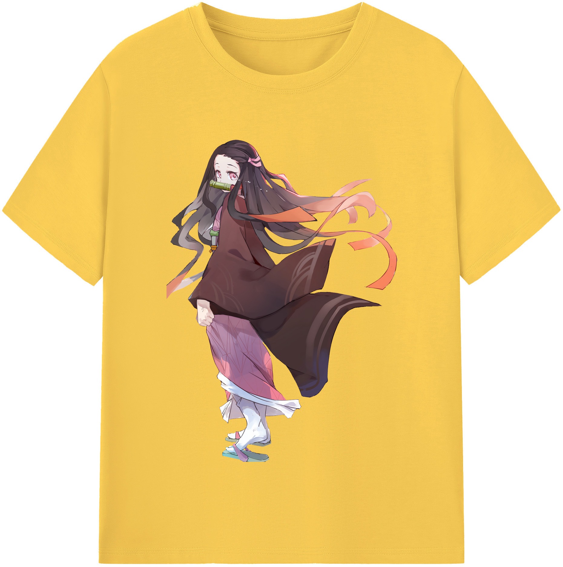 （画像用） 鬼滅の刃（きめつのやいば）竈門 禰󠄀豆子／かまど ねずこ Kamado Nezuko 綿100％半袖Tシャツ（フロントプリント）