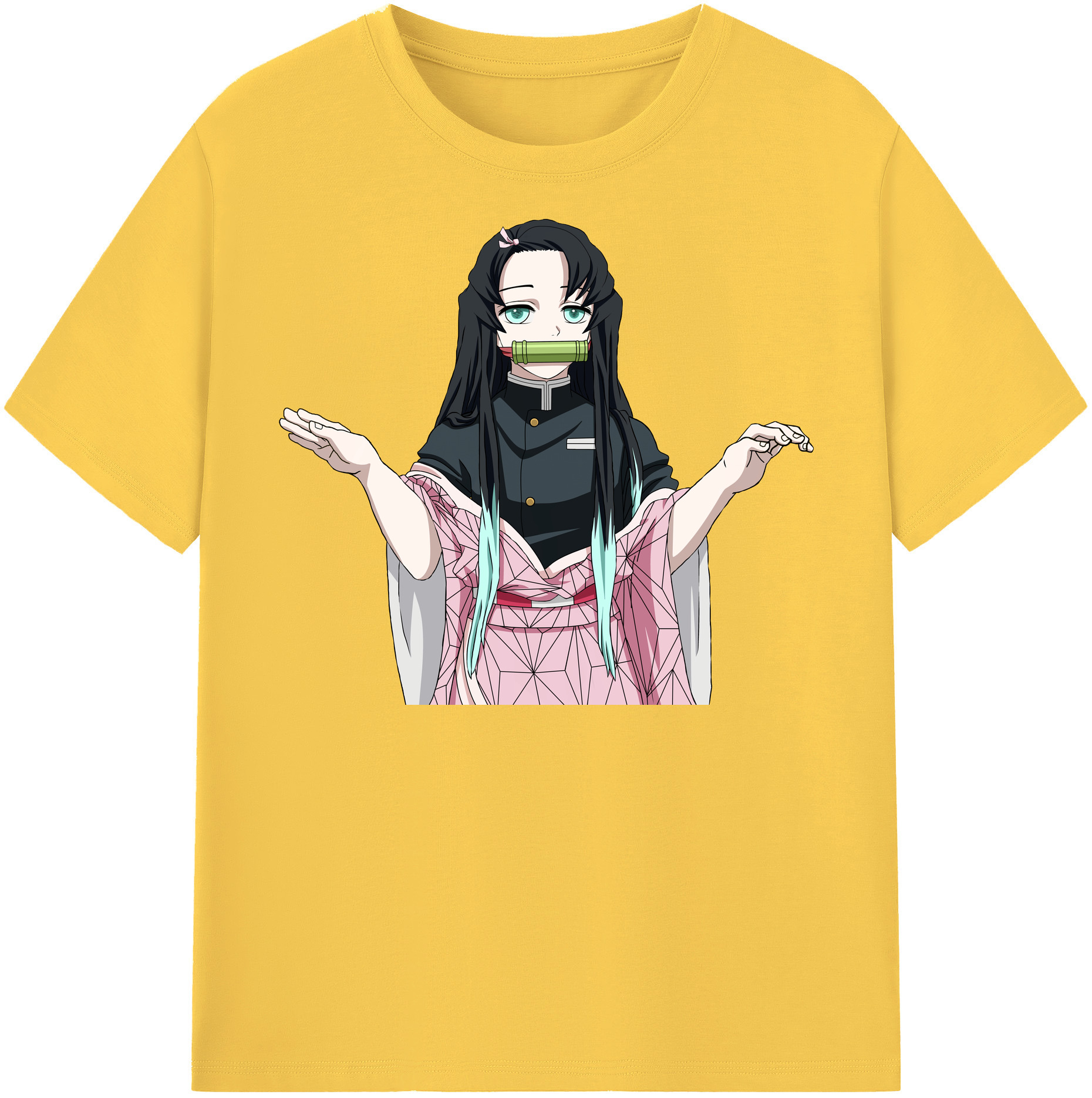 （画像用） 鬼滅の刃（きめつのやいば）竈門 禰󠄀豆子／かまど ねずこ Kamado Nezuko 綿100％半袖Tシャツ（フロントプリント）