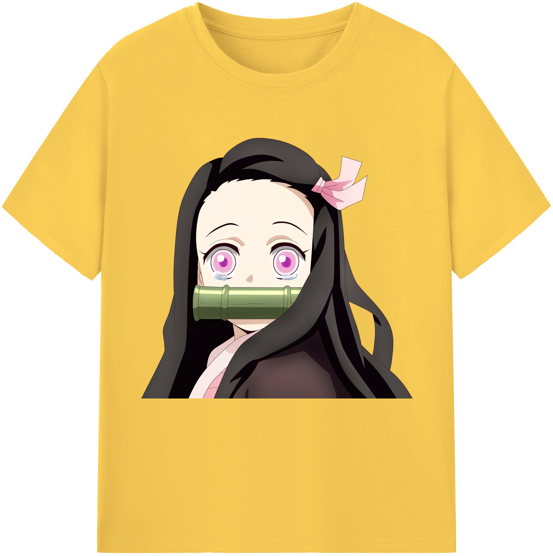 （画像用） 鬼滅の刃（きめつのやいば）竈門 禰󠄀豆子／かまど ねずこ Kamado Nezuko 綿100％半袖Tシャツ（フロントプリント）
