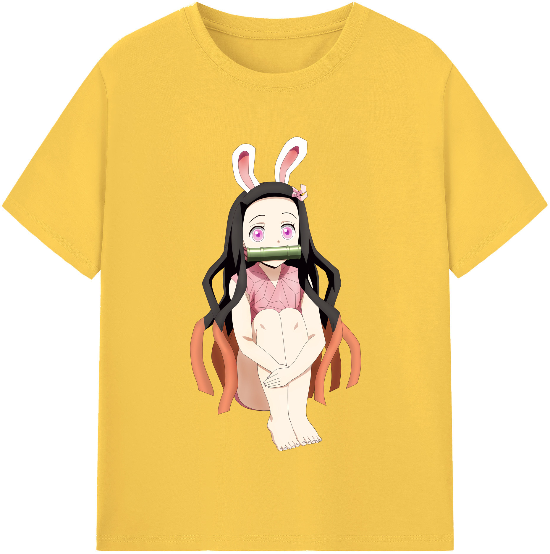 （画像用） 鬼滅の刃（きめつのやいば）竈門 禰󠄀豆子／かまど ねずこ Kamado Nezuko 綿100％半袖Tシャツ（フロントプリント）