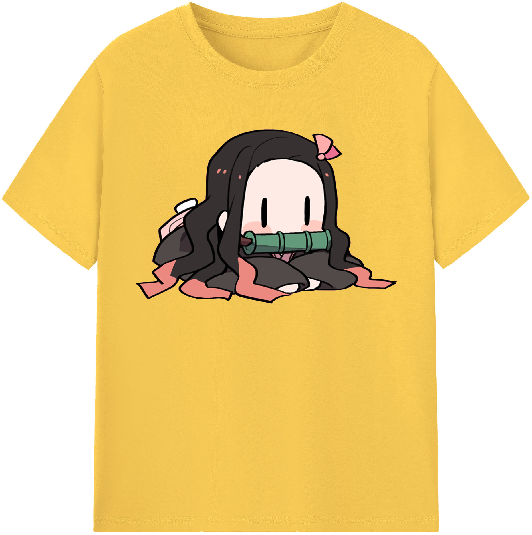 （画像用） 鬼滅の刃（きめつのやいば）竈門 禰󠄀豆子／かまど ねずこ Kamado Nezuko 綿100％半袖Tシャツ（フロントプリント）