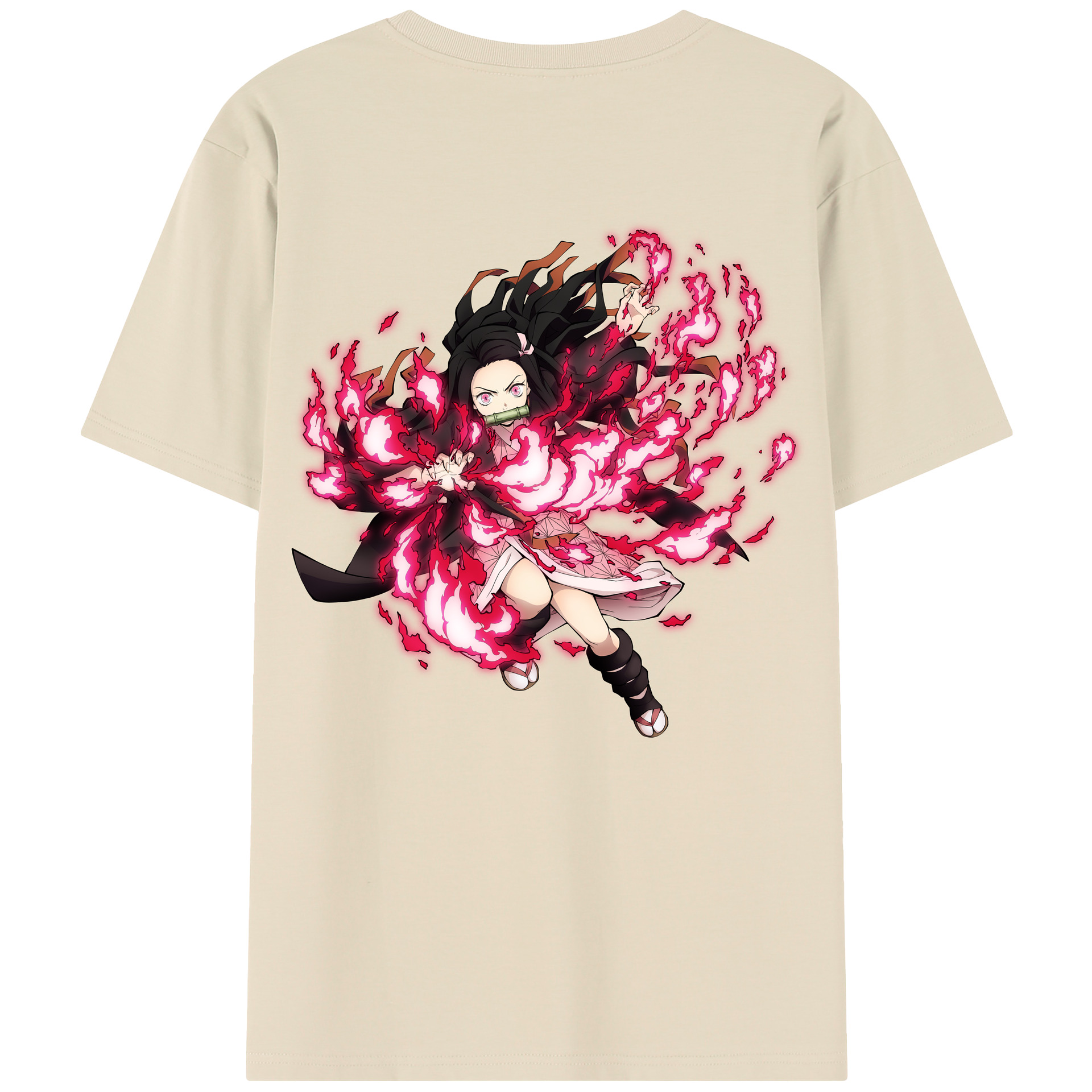 （画像用） 鬼滅の刃（きめつのやいば）竈門 禰󠄀豆子／かまど ねずこ Kamado Nezuko 綿100％半袖Tシャツ（背面プリント）