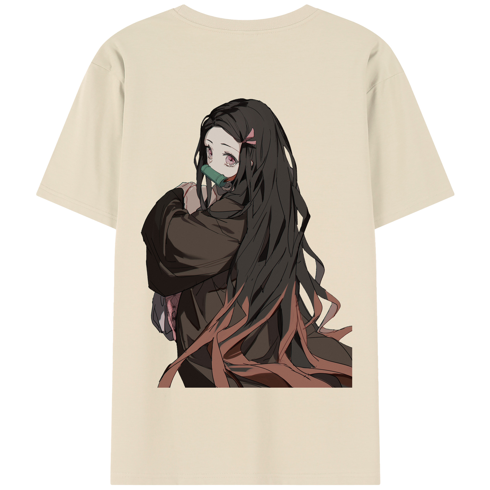 （画像用） 鬼滅の刃（きめつのやいば）竈門 禰󠄀豆子／かまど ねずこ Kamado Nezuko 綿100％半袖Tシャツ（背面プリント）