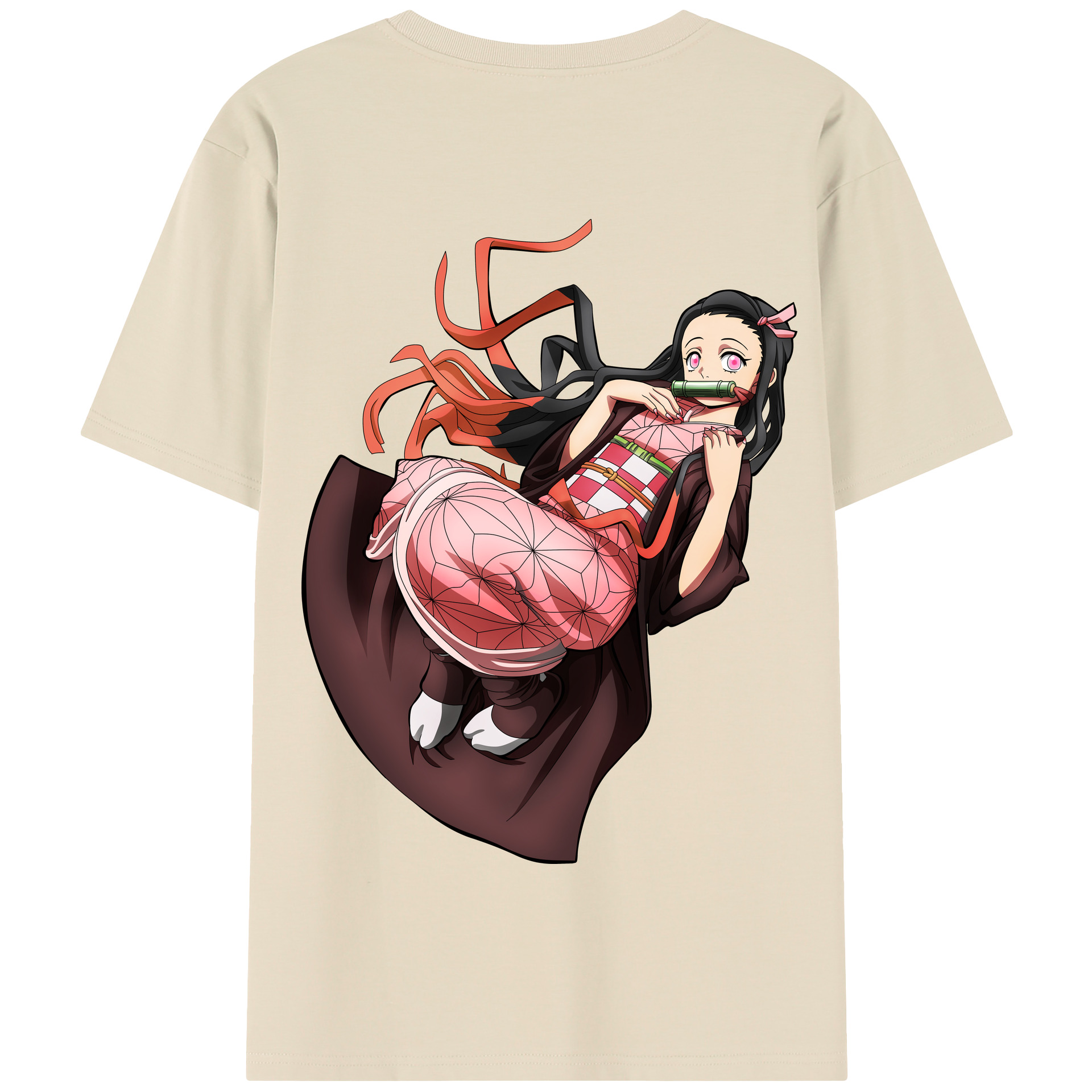 （画像用） 鬼滅の刃（きめつのやいば）竈門 禰󠄀豆子／かまど ねずこ Kamado Nezuko 綿100％半袖Tシャツ（背面プリント）