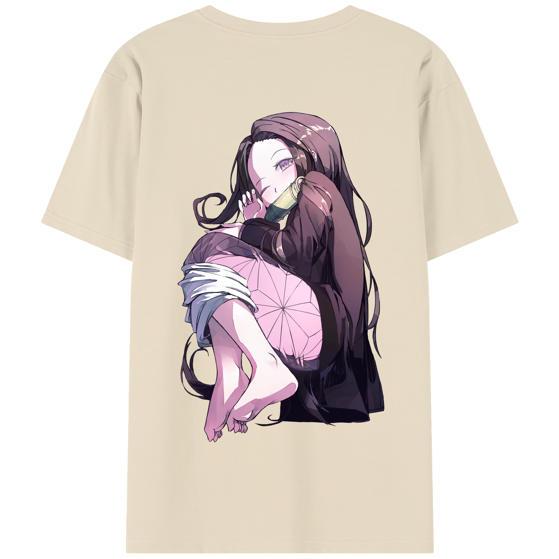 （画像用） 鬼滅の刃（きめつのやいば）竈門 禰󠄀豆子／かまど ねずこ Kamado Nezuko 綿100％半袖Tシャツ（背面プリント）