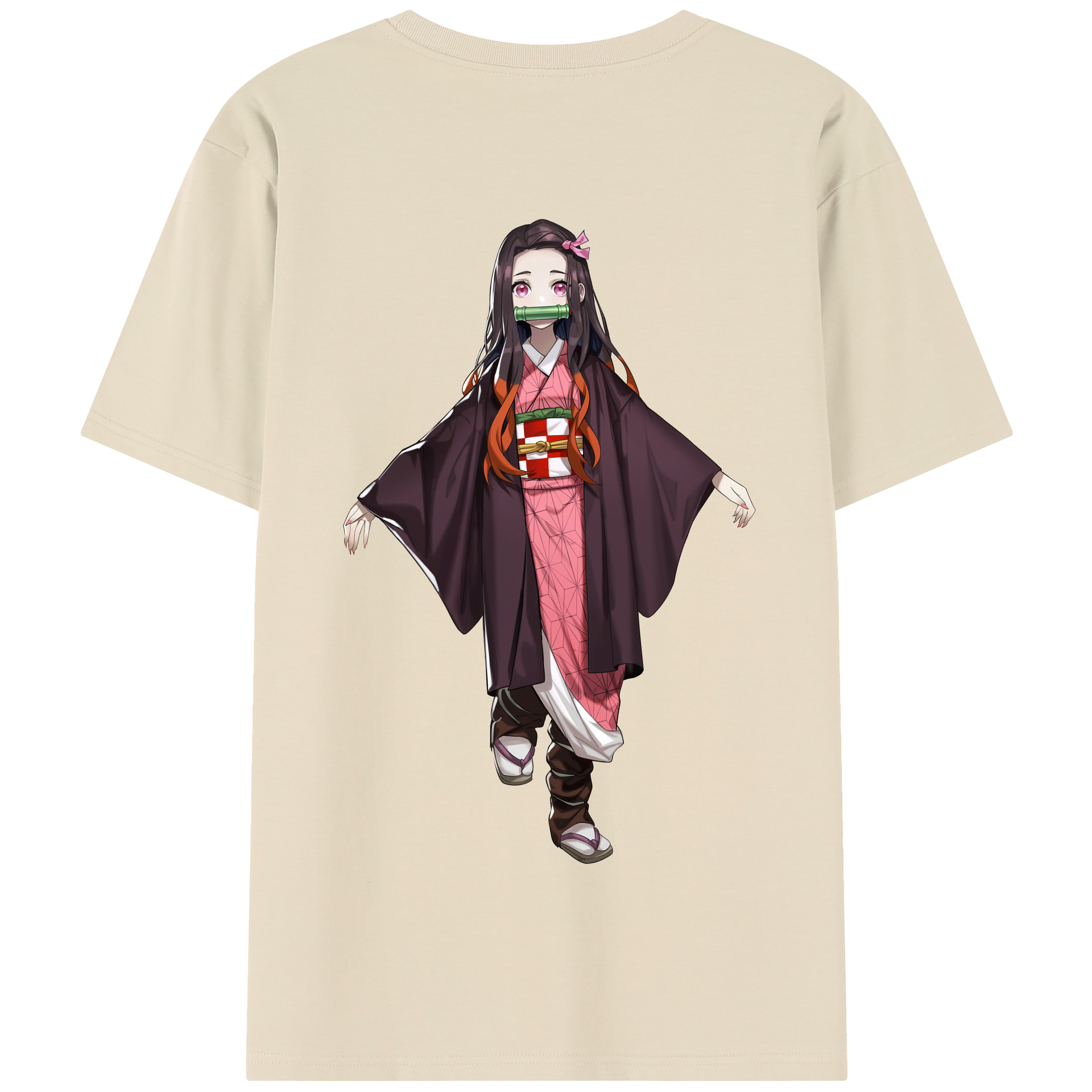 （画像用） 鬼滅の刃（きめつのやいば）竈門 禰󠄀豆子／かまど ねずこ Kamado Nezuko 綿100％半袖Tシャツ（背面プリント）